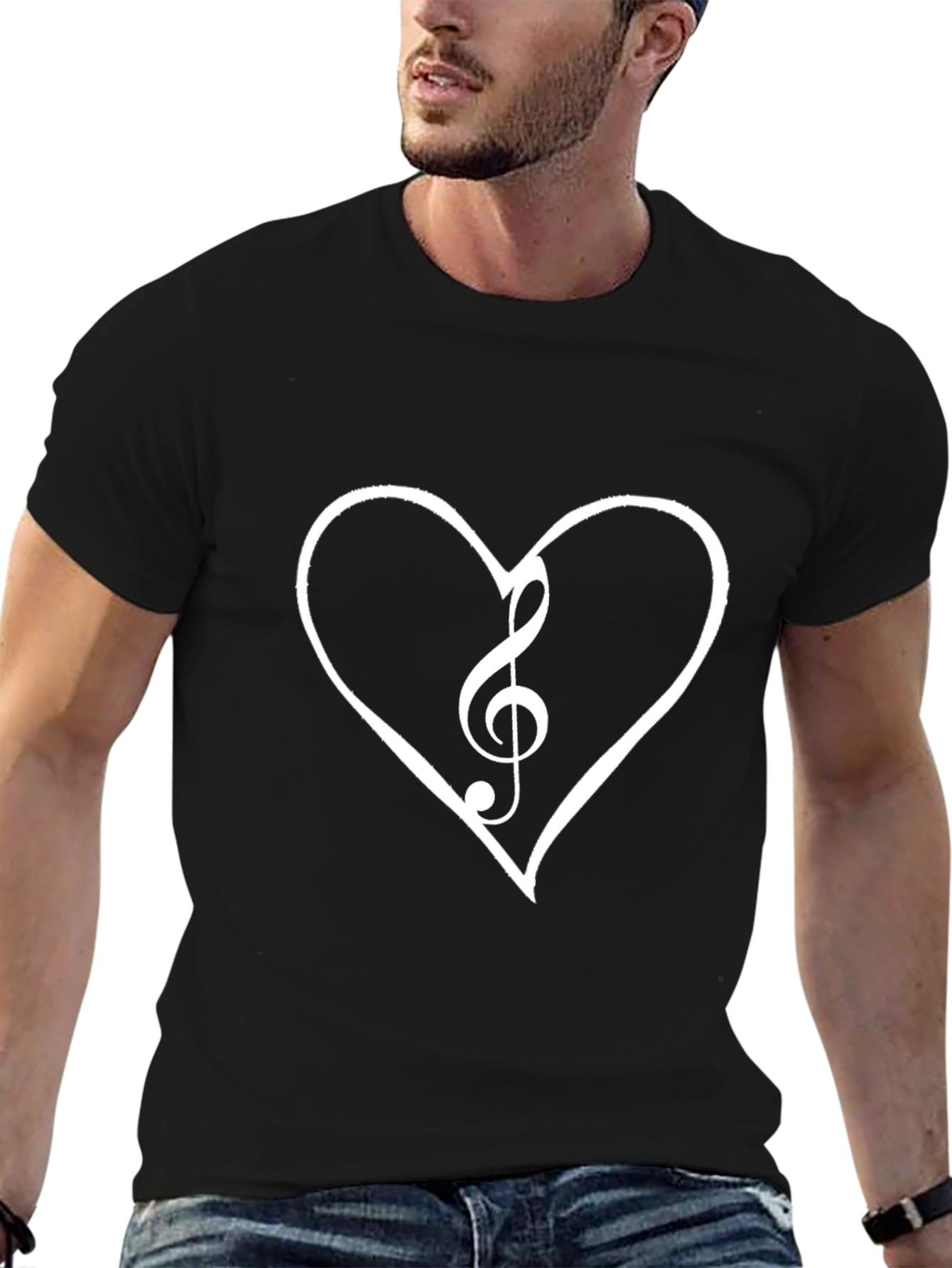 Musical Heart T-Shirt - Black Cotton Tee