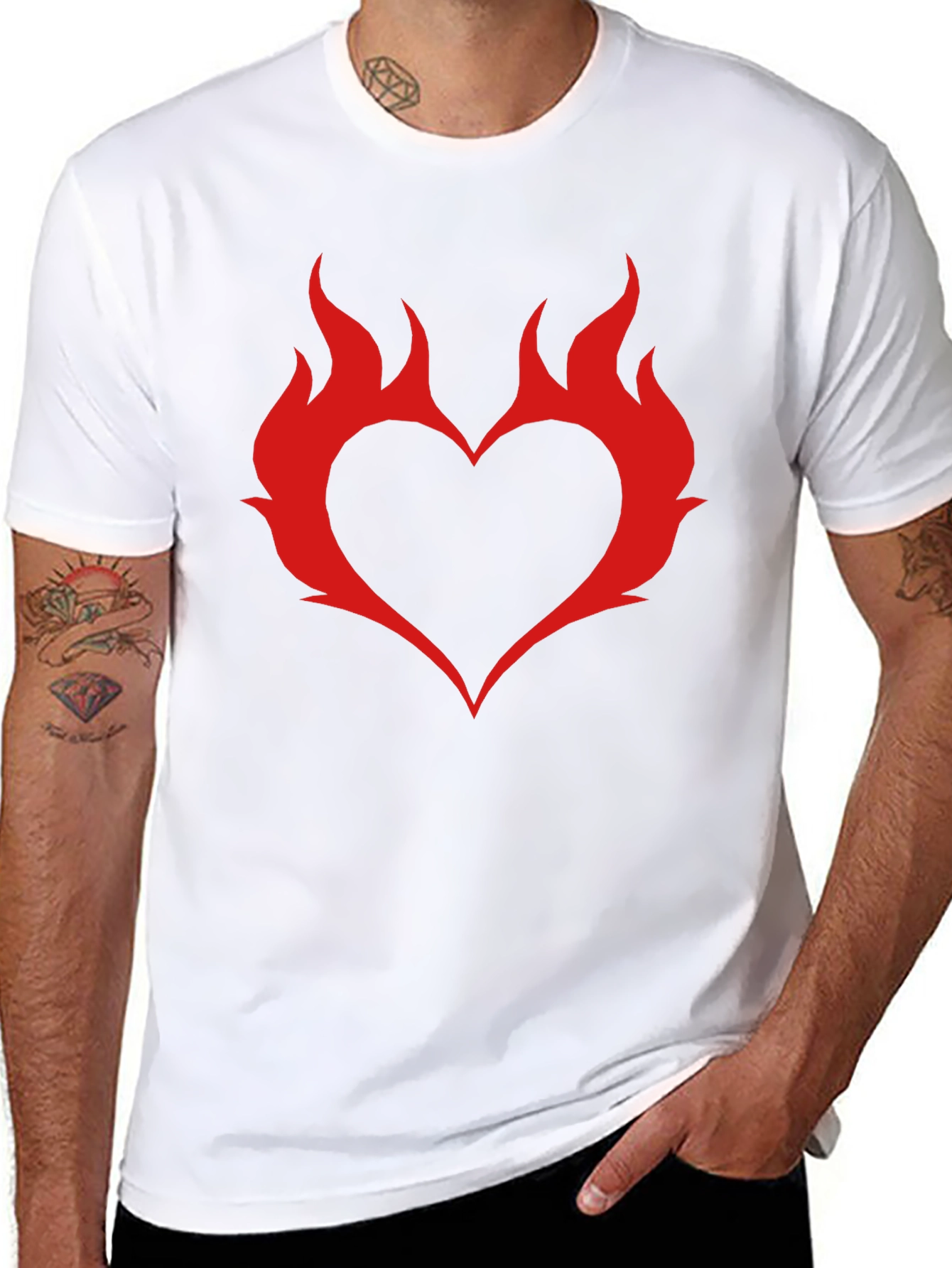 Flame Heart Graphic T-Shirt - Trendy Casual Wear