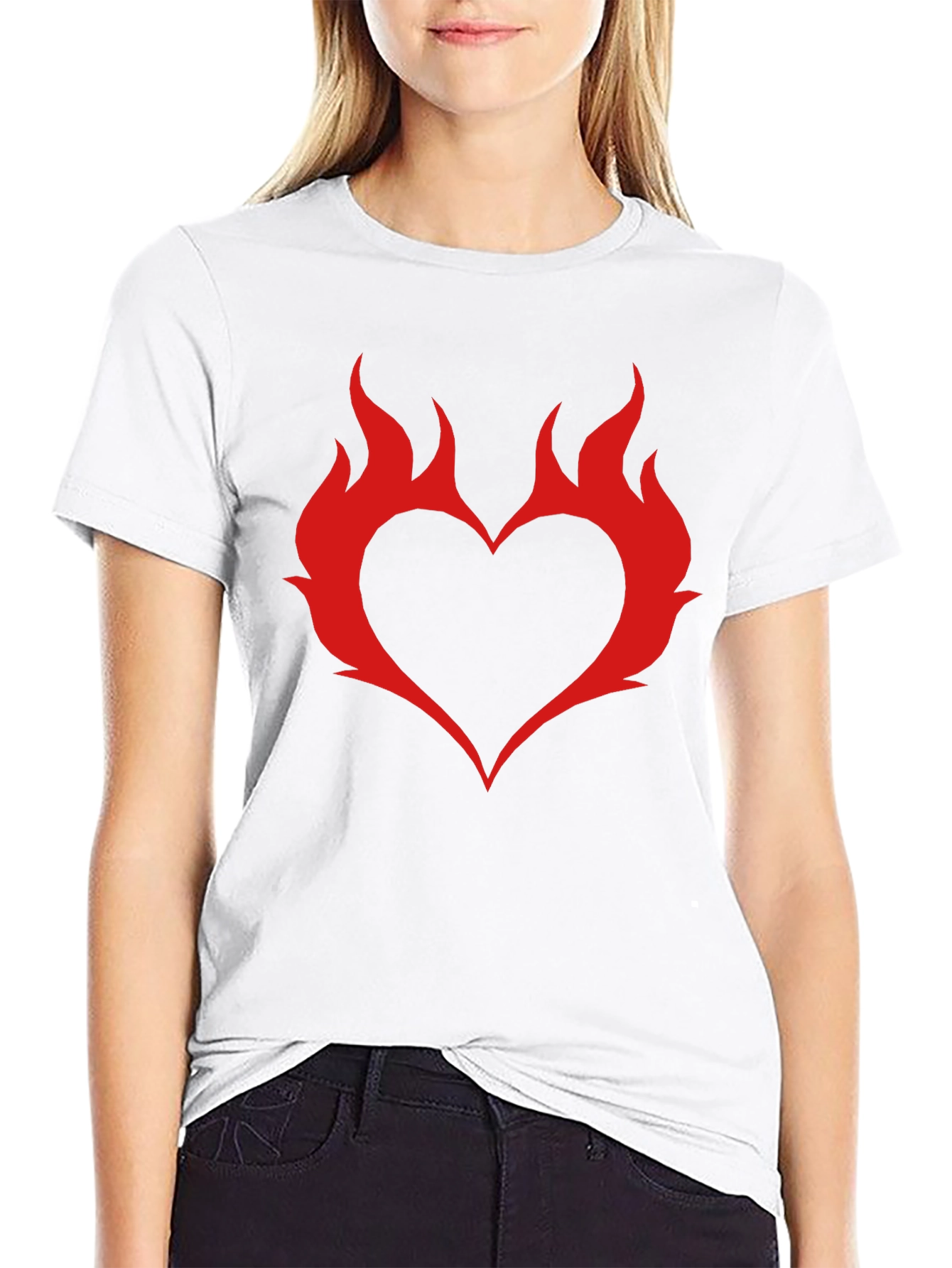 Flame Heart Graphic T-Shirt - Trendy Casual Wear