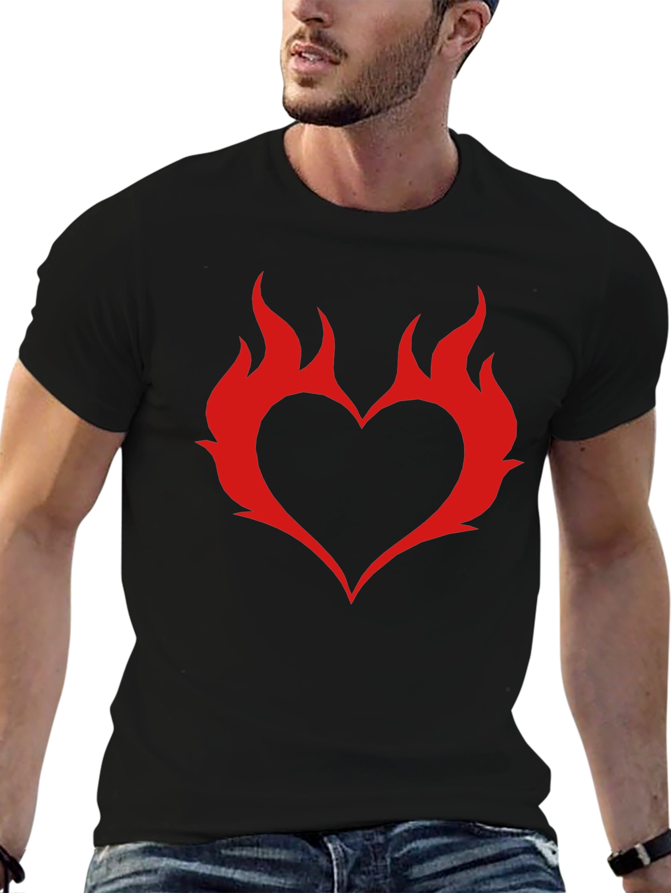 Flame Heart Graphic T-Shirt - Trendy Casual Wear