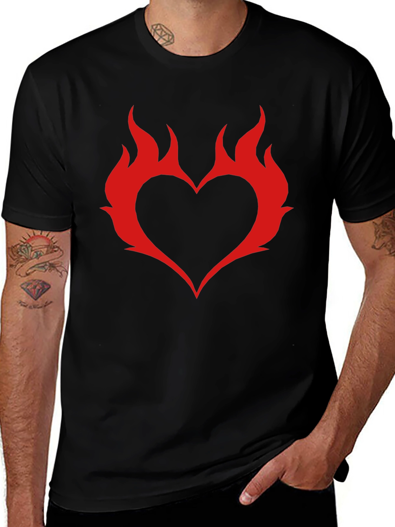Flame Heart Graphic T-Shirt - Trendy Casual Wear