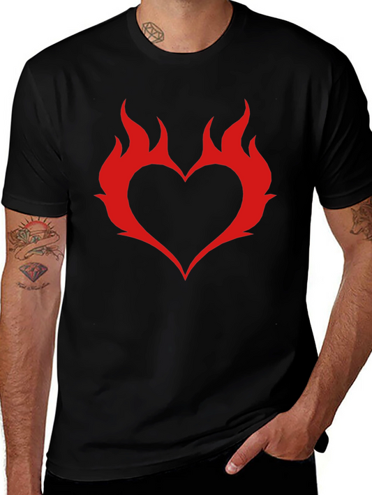Flame Heart Graphic T-Shirt - Trendy Casual Wear