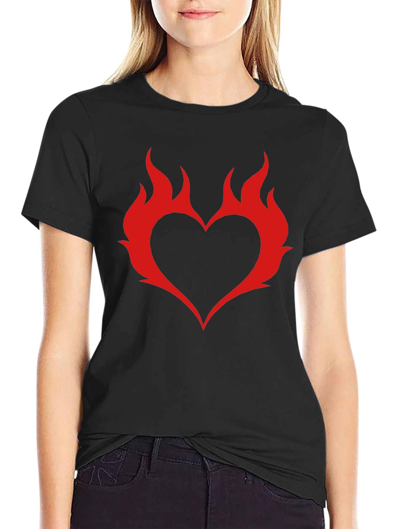 Flame Heart Graphic T-Shirt - Trendy Casual Wear