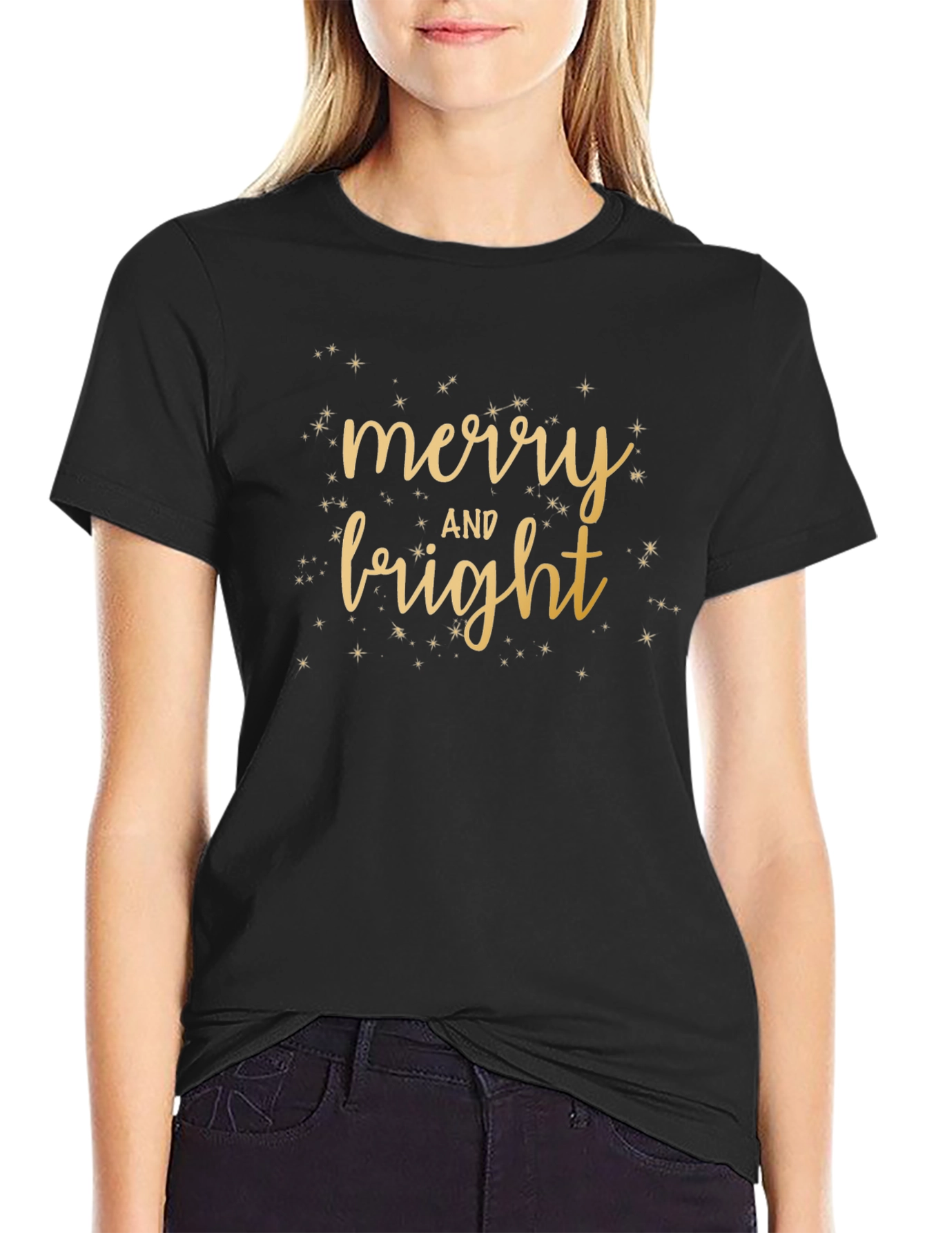 Merry & Bright Black Tee