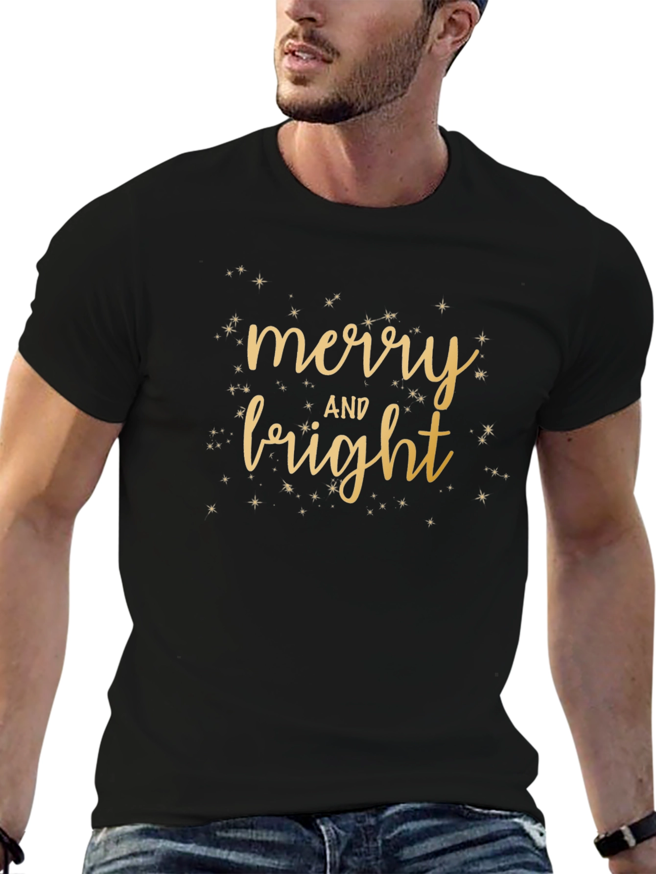 Merry & Bright Black Tee