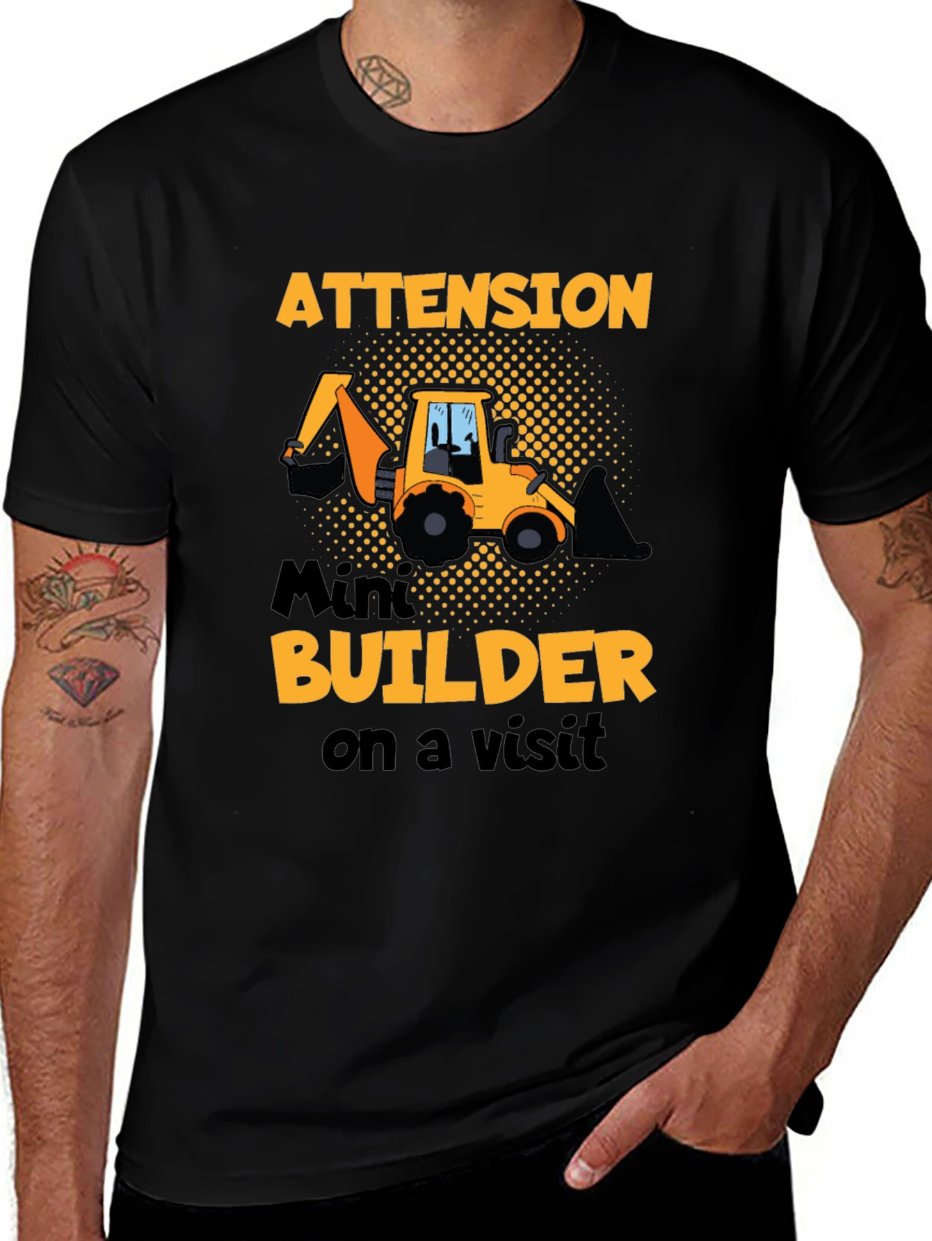 Attention Mini Builder T-Shirt - Construction Vehicle Tee