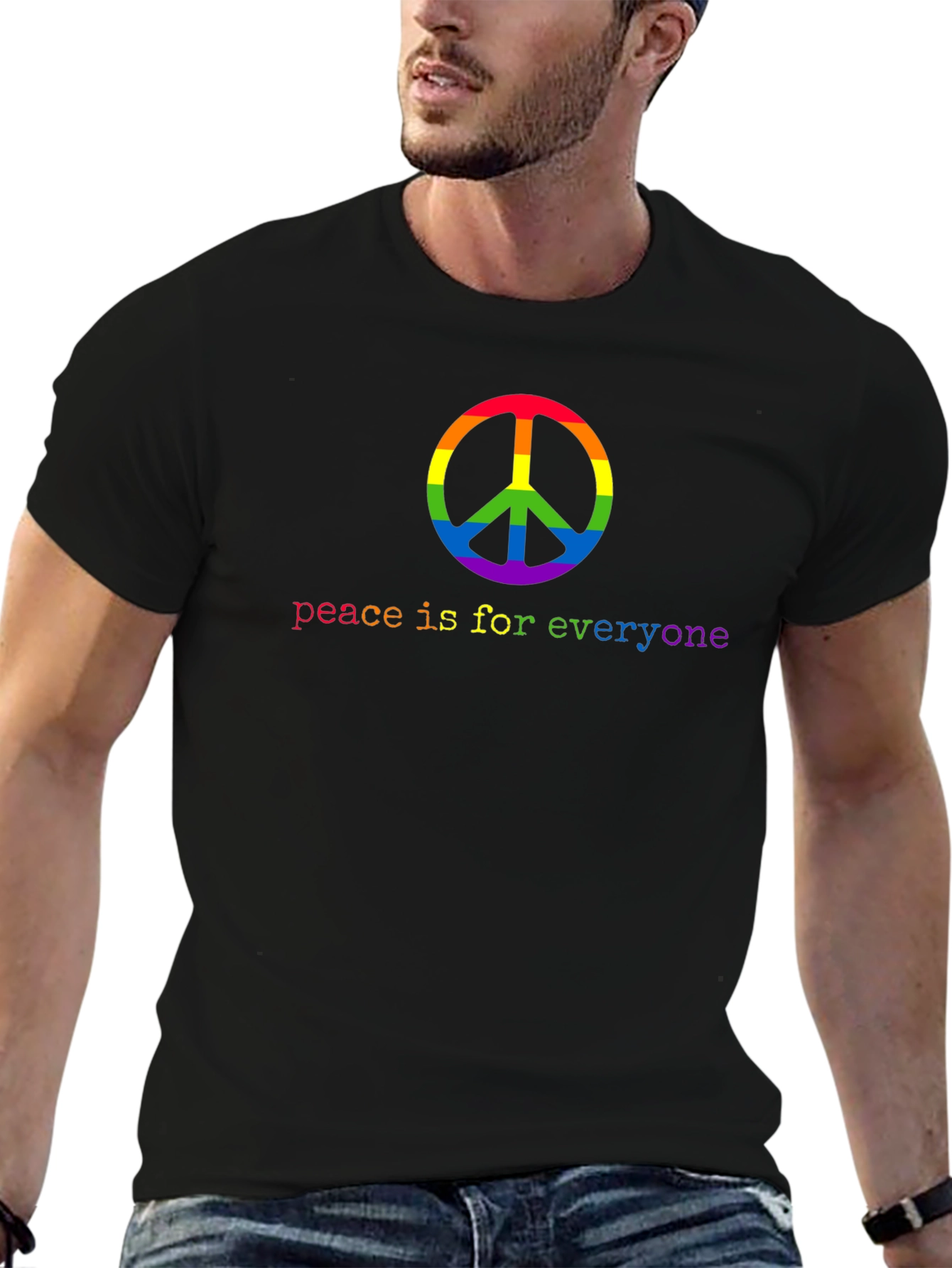 Peace for Everyone Rainbow Graphic Tee