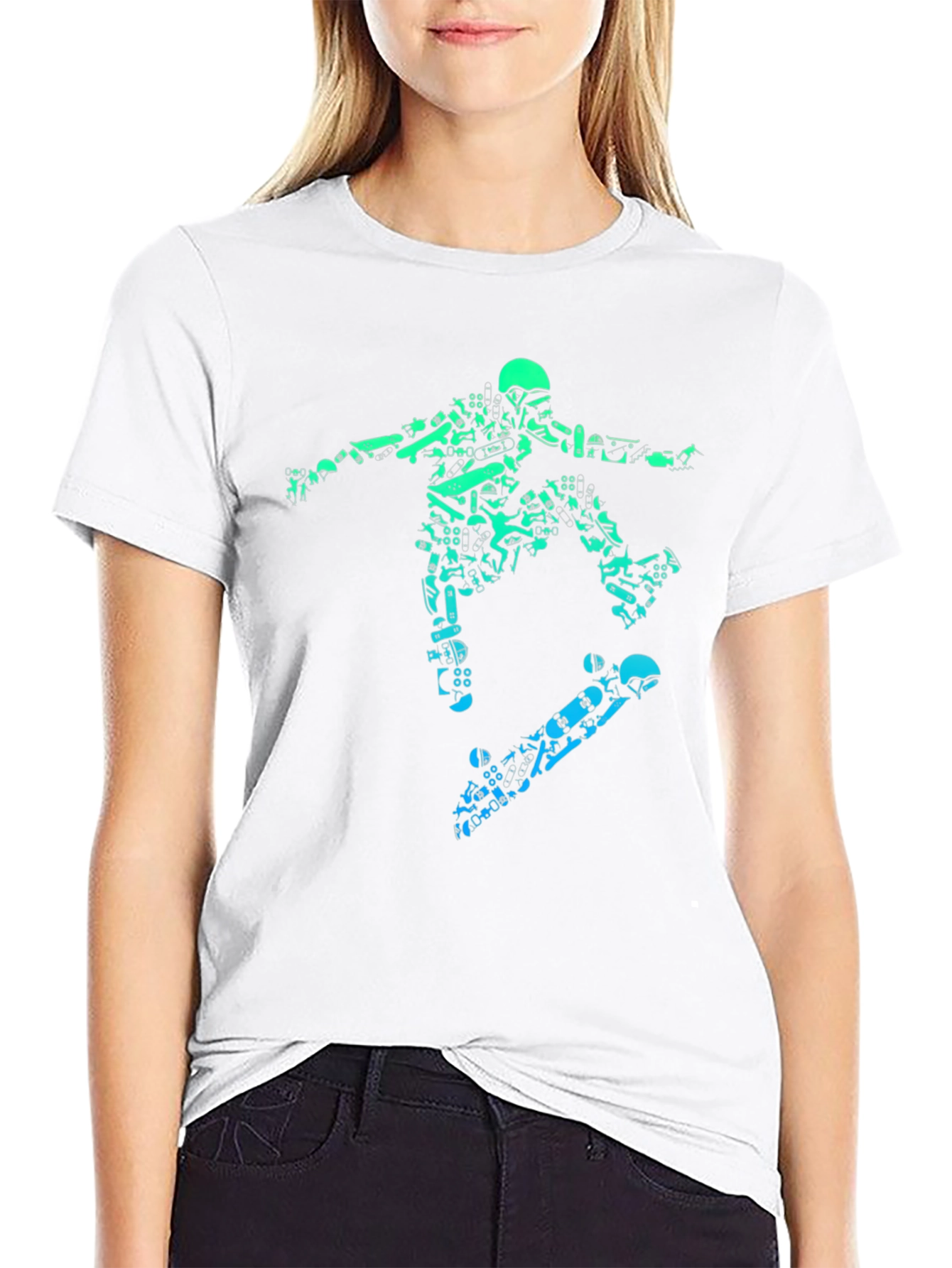 Skateboarding Graphic Tee - Black