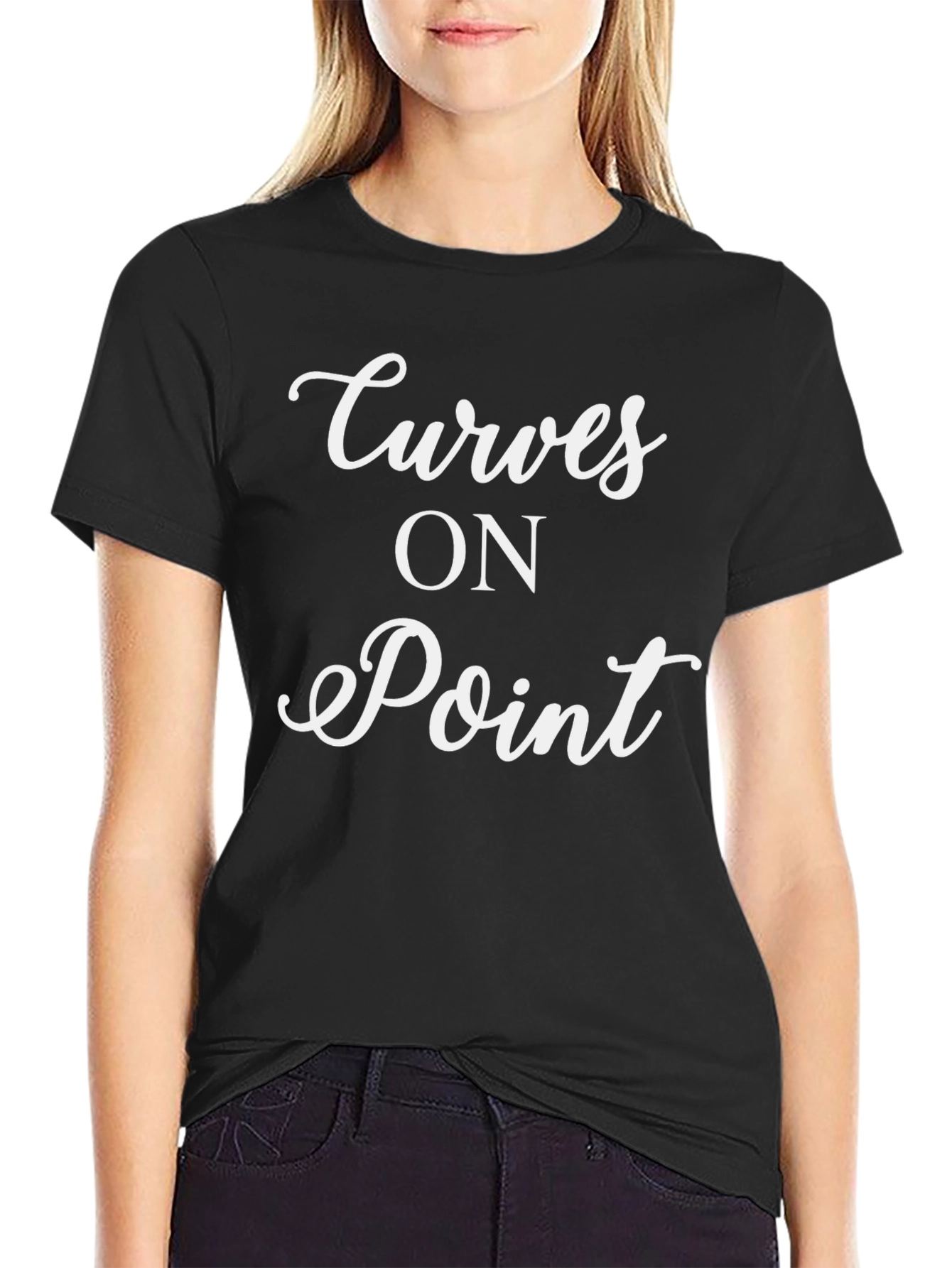 Curves On Point Graphic Tee - Black