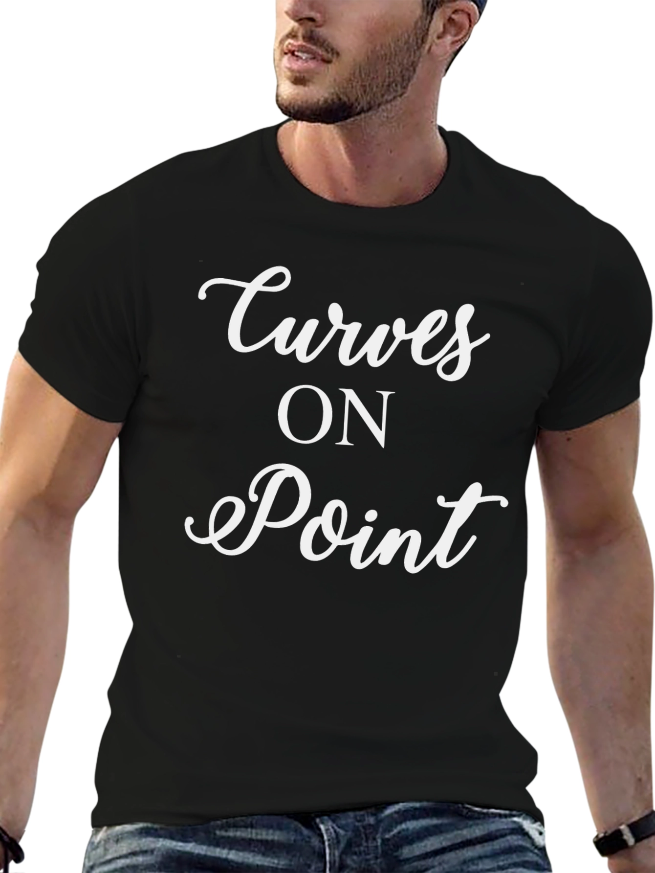Curves On Point Graphic Tee - Black