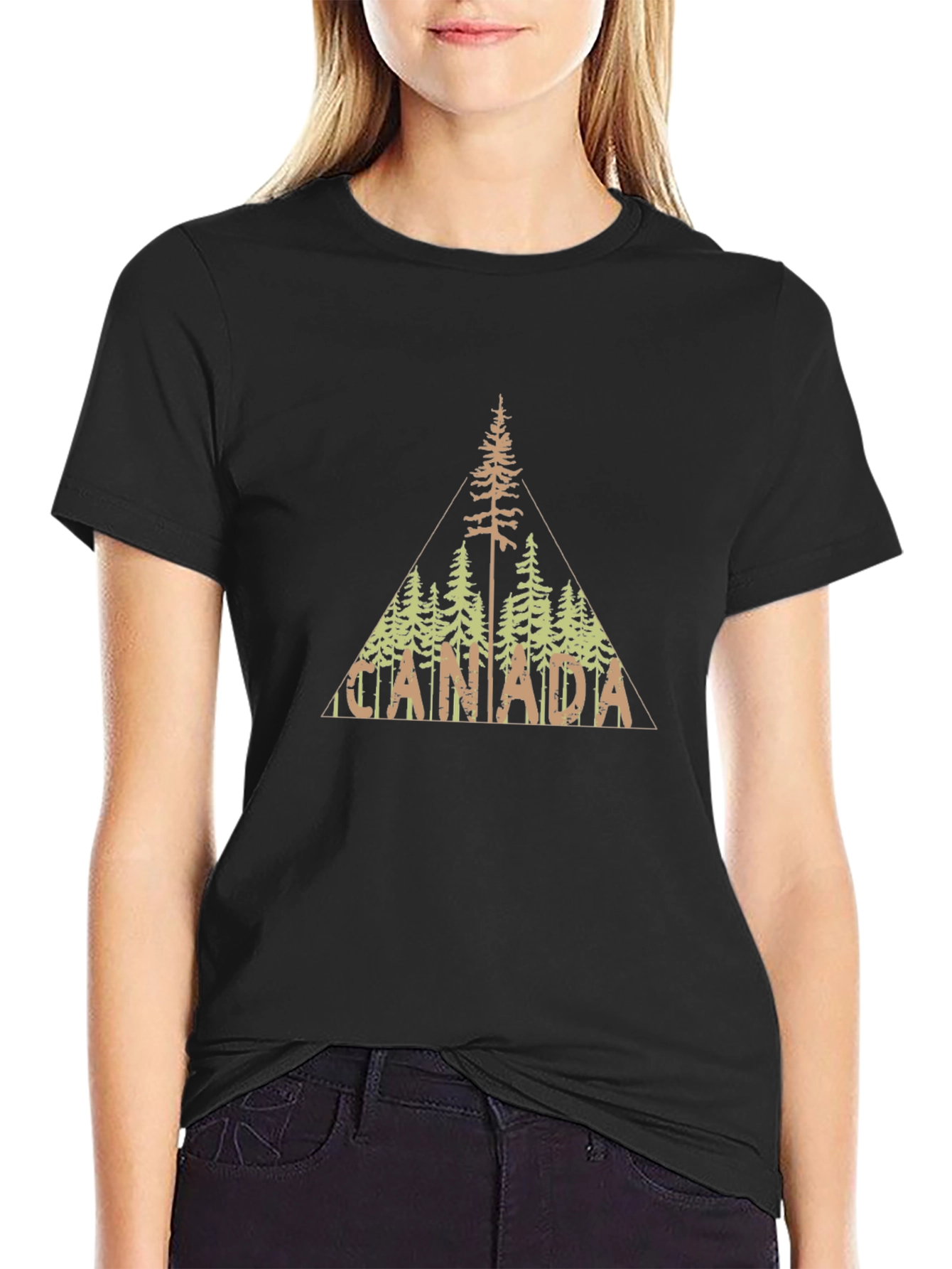 Canada Tree Line Graphic Black T-Shirt