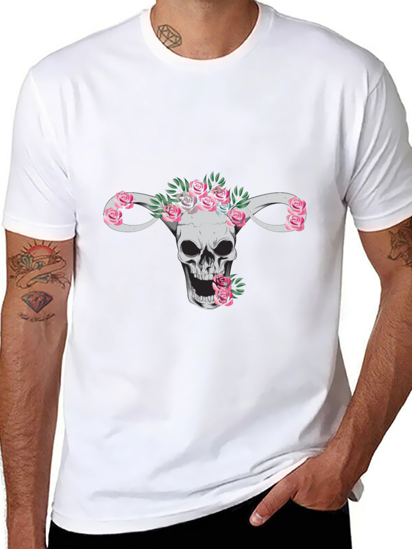 Floral Skull Uterus T-Shirt - Anatomy Tee