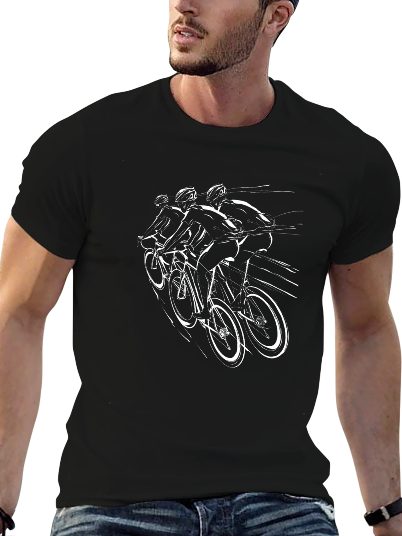 Cycling Team Graphic Tee - Sleek Black T-Shirt