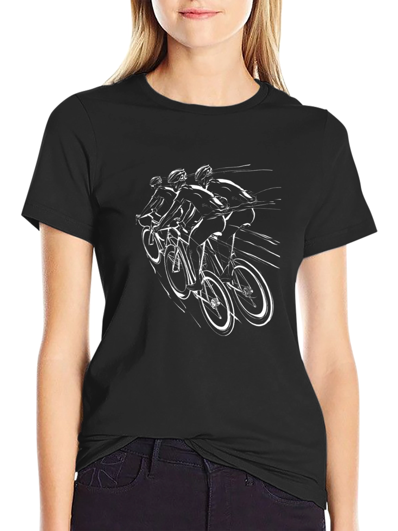 Cycling Team Graphic Tee - Sleek Black T-Shirt