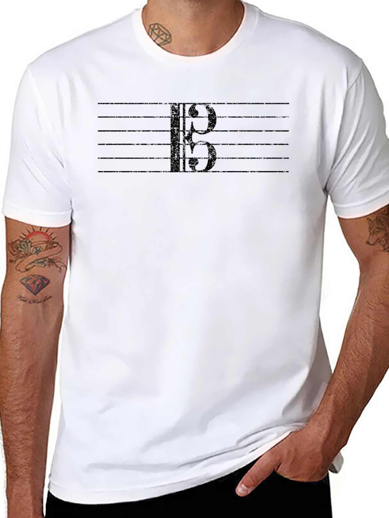 Bass Clef Music Staff T-Shirt - Musician Tee