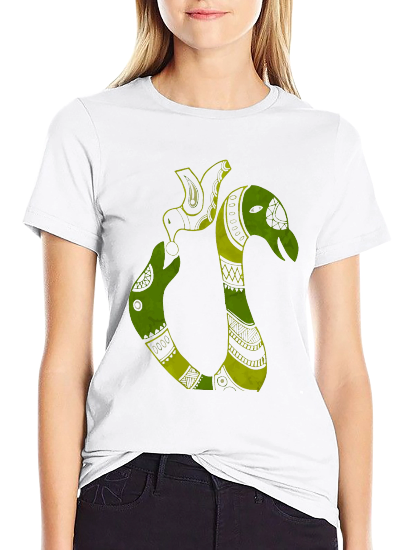 Tribal Art Green Snake T-Shirt