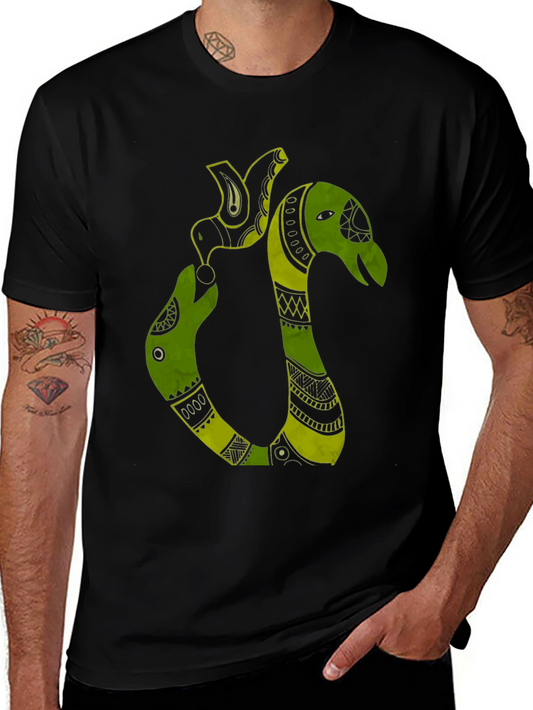 Tribal Art Green Snake T-Shirt