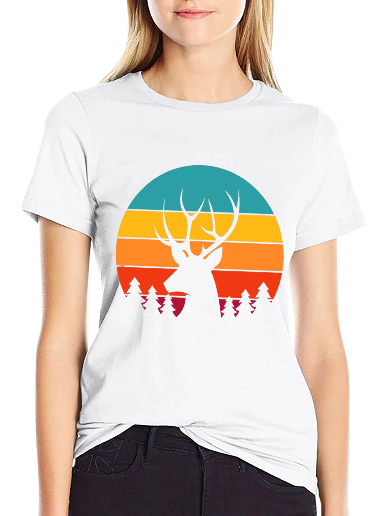 Deer Silhouette Graphic Tee - Nature Inspired