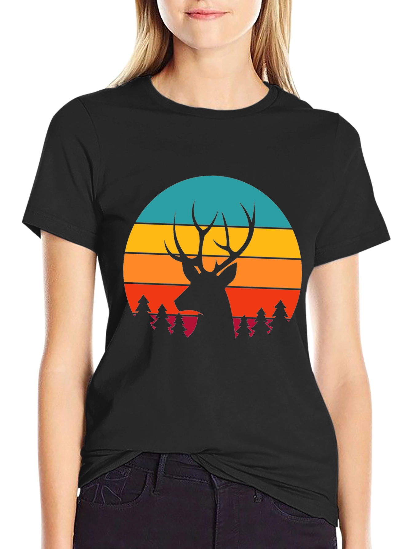 Deer Silhouette Graphic Tee - Nature Inspired