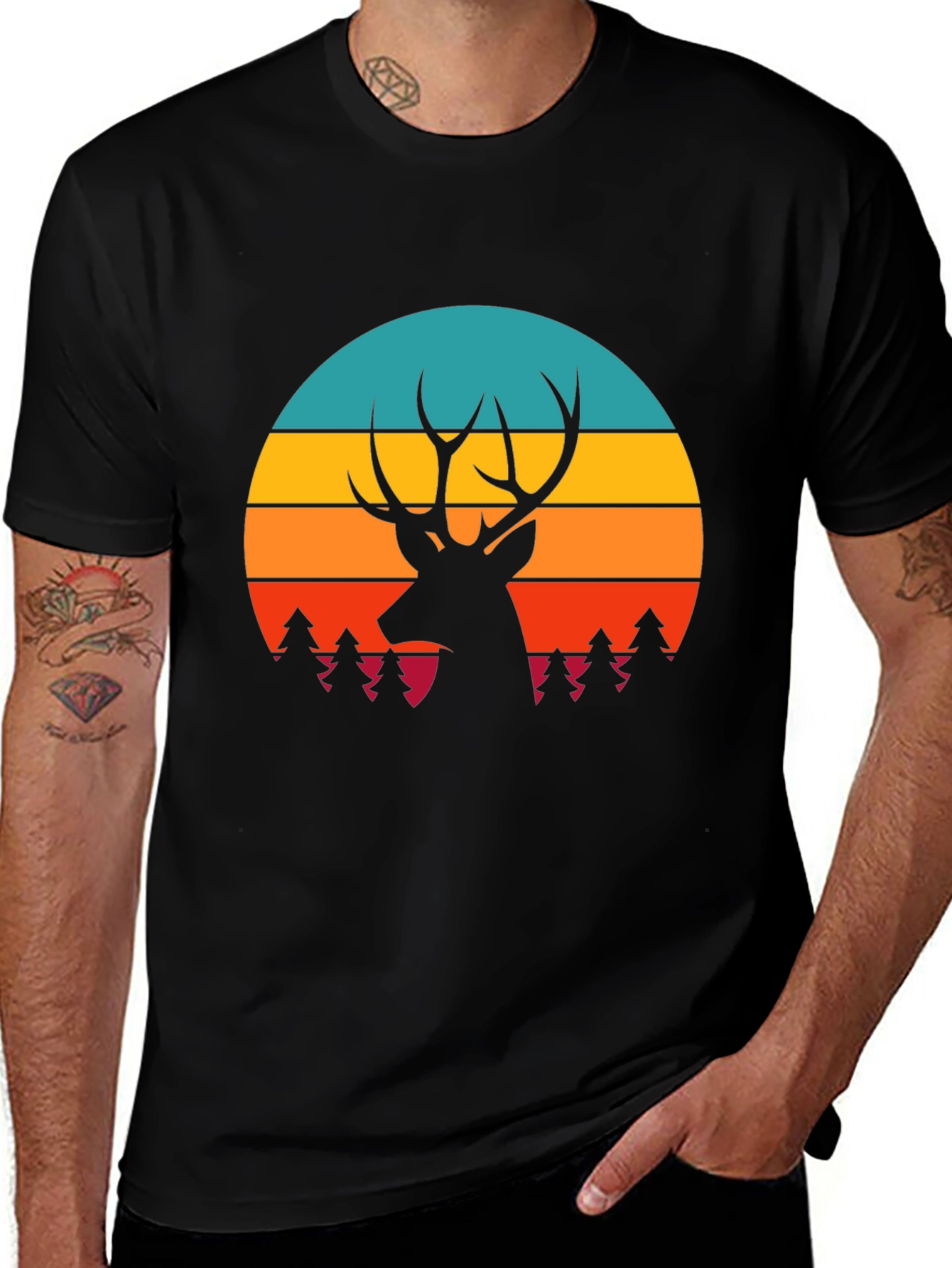 Deer Silhouette Graphic Tee - Nature Inspired