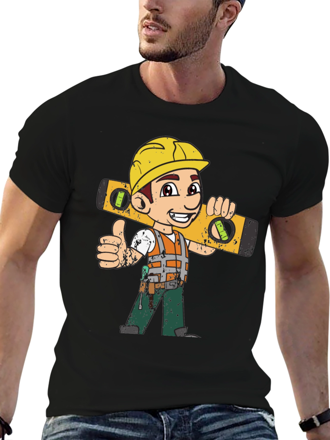 Cartoon Construction Worker T-Shirt