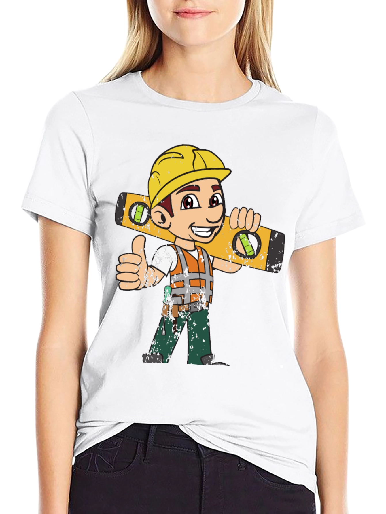 Cartoon Construction Worker T-Shirt