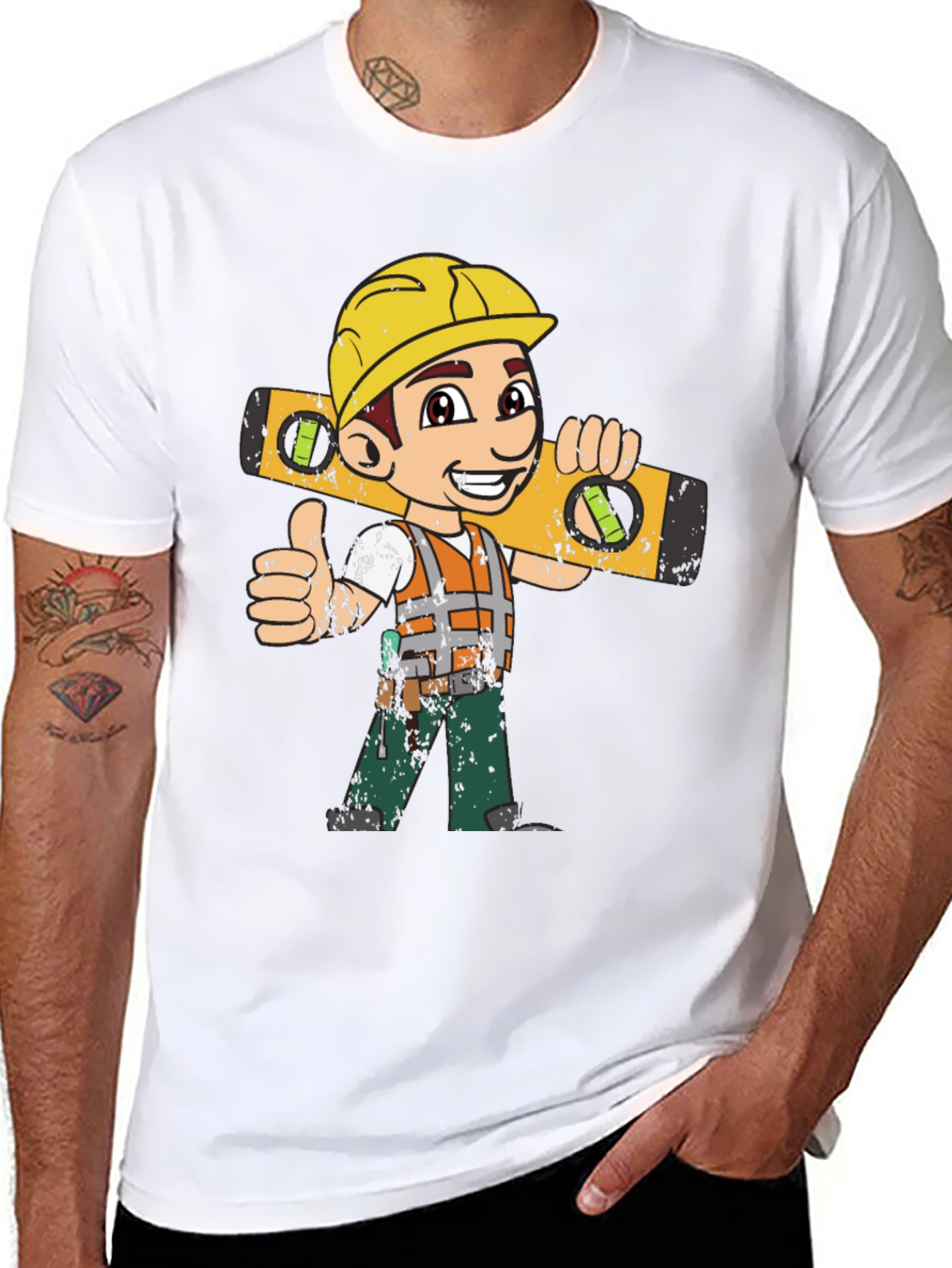 Cartoon Construction Worker T-Shirt