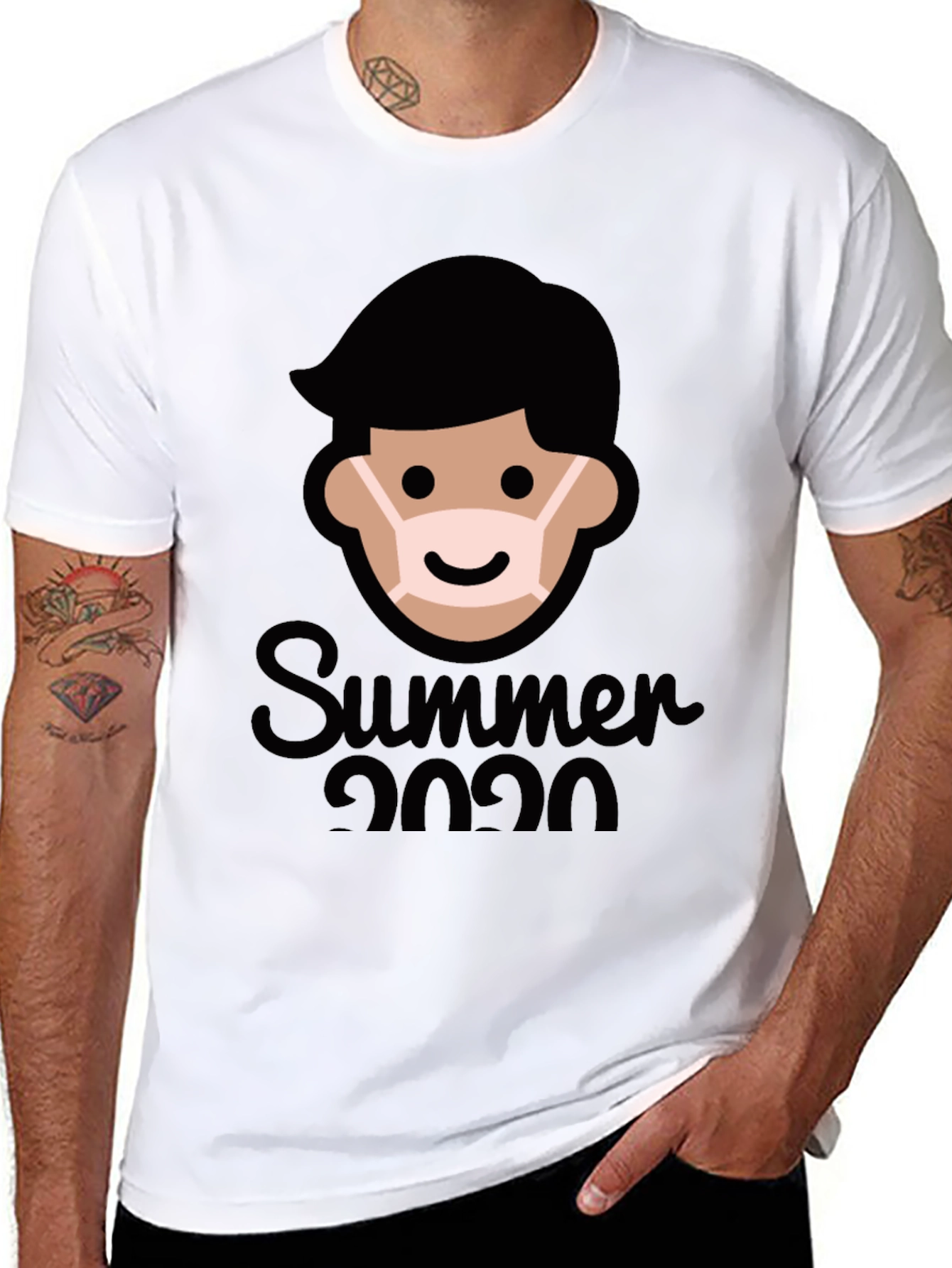 Summer 2020 Masked Man Graphic Tee - Black