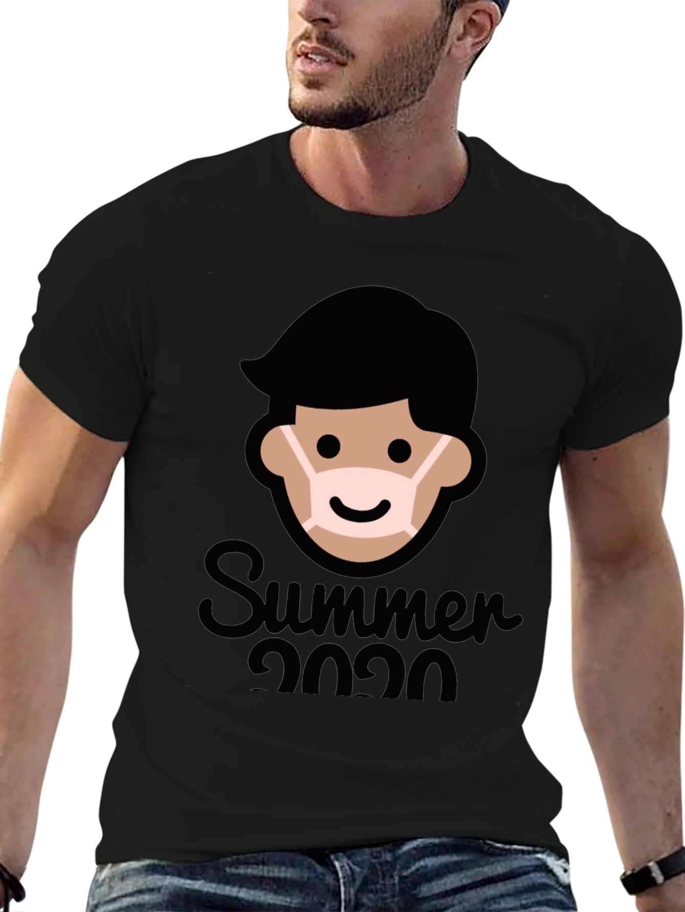 Summer 2020 Masked Man Graphic Tee - Black