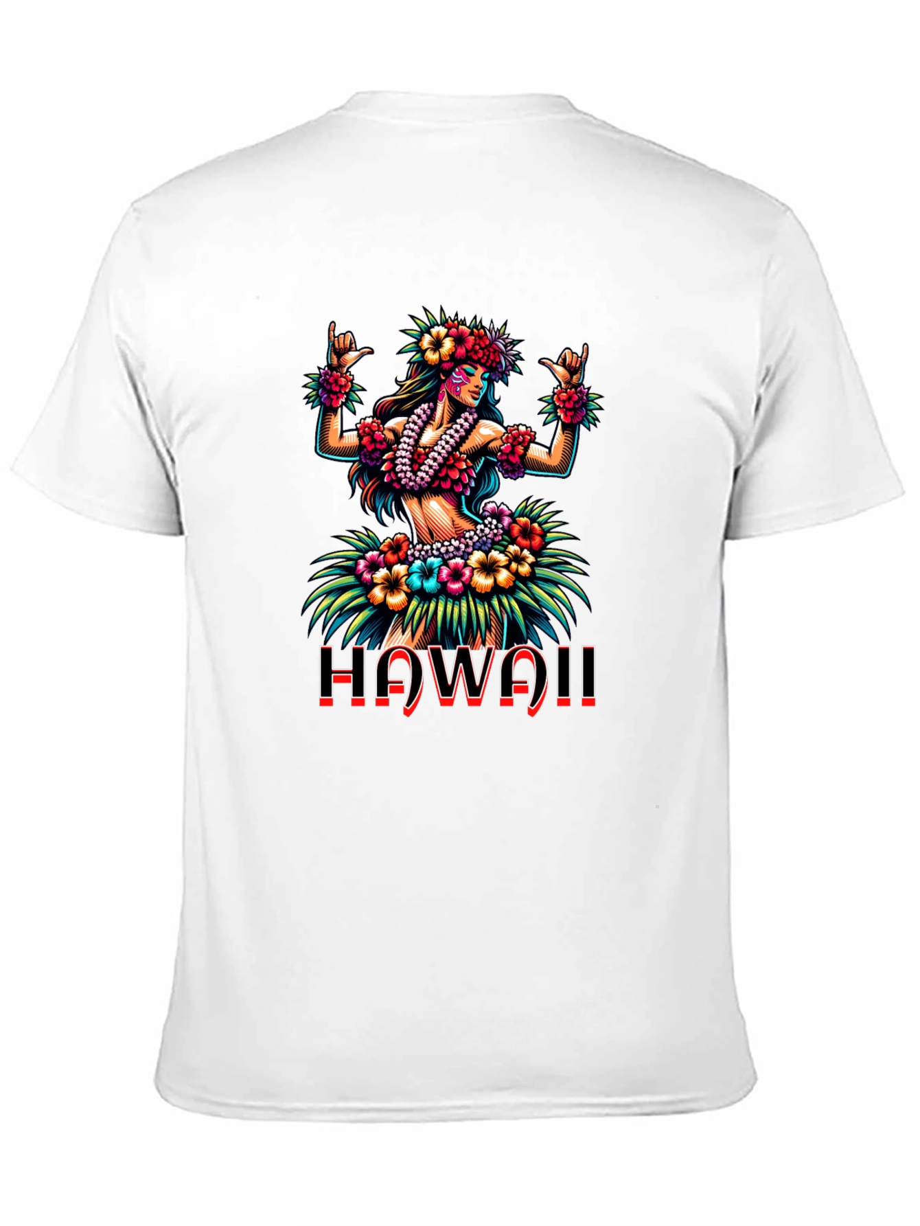Hawaii Hula Girl Graphic Print Black T-Shirt