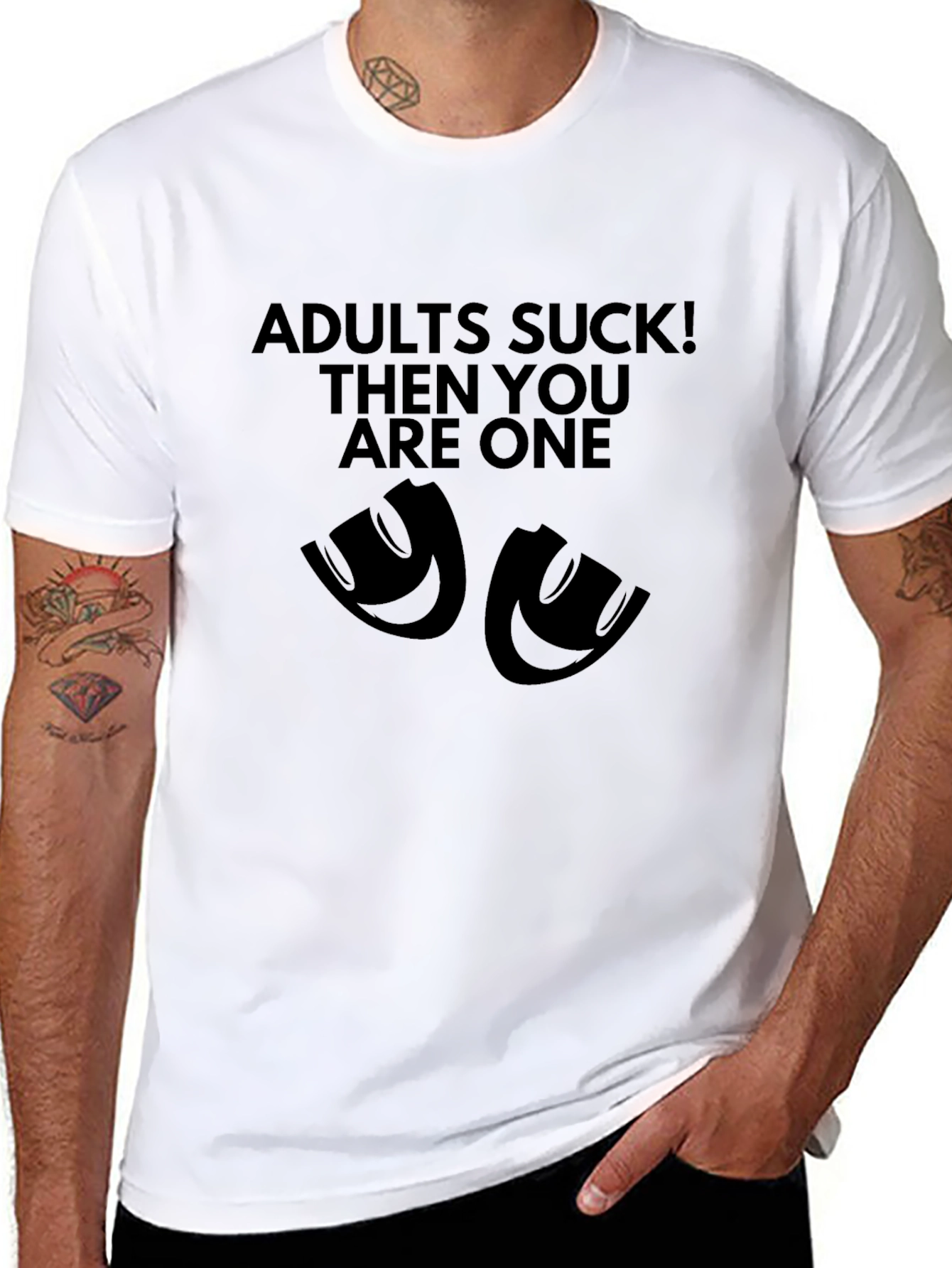 Adults Suck Graphic Black T-Shirt