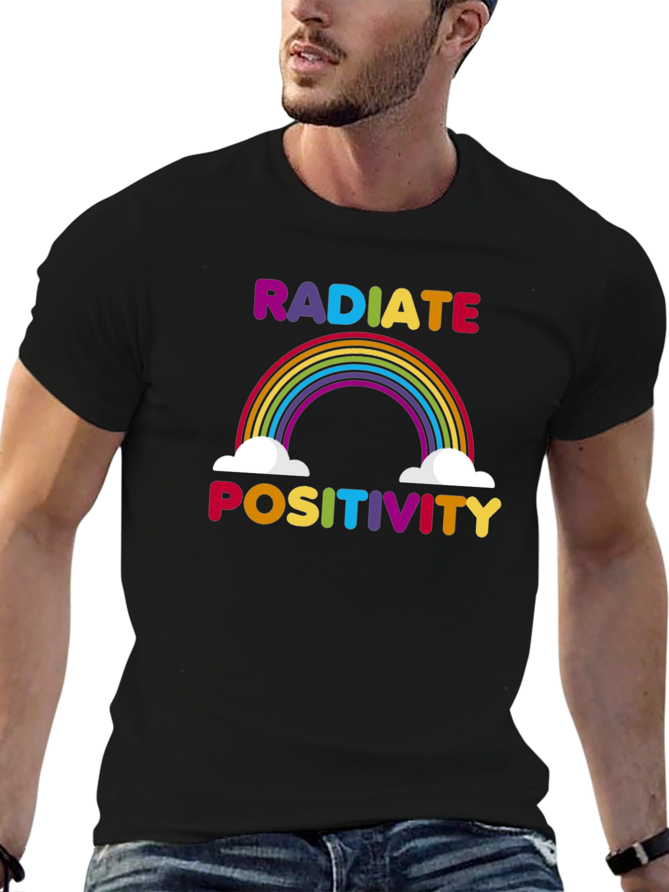 Radiate Positivity Rainbow Graphic T-Shirt