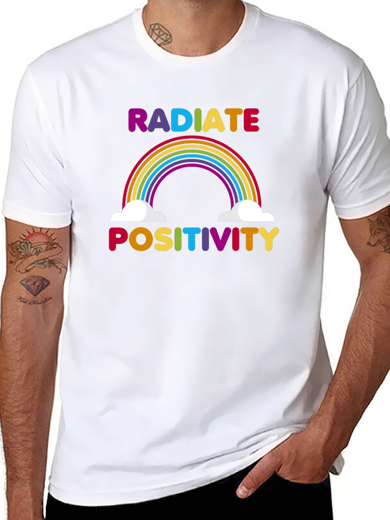 Radiate Positivity Rainbow Graphic T-Shirt