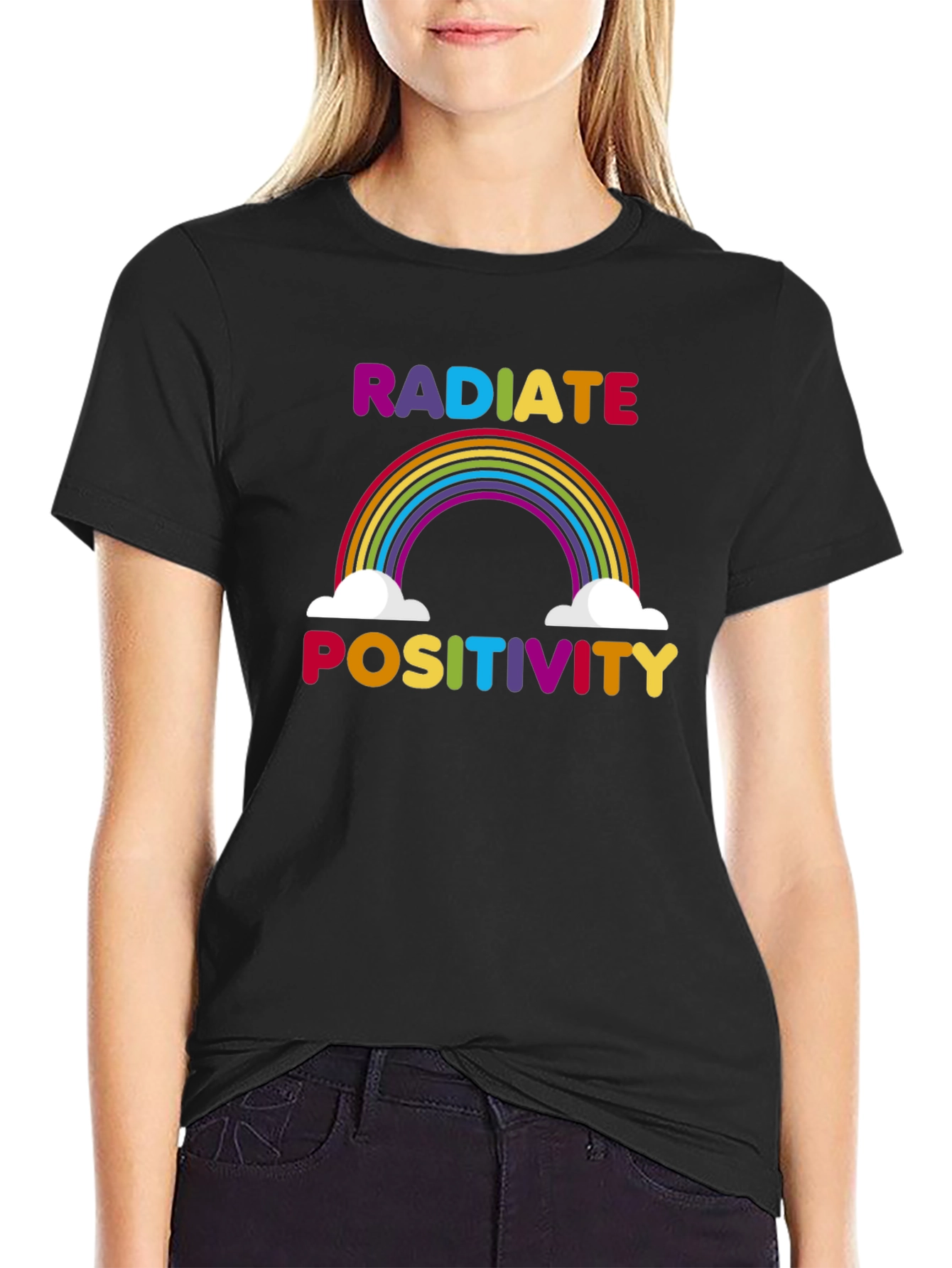 Radiate Positivity Rainbow Graphic T-Shirt