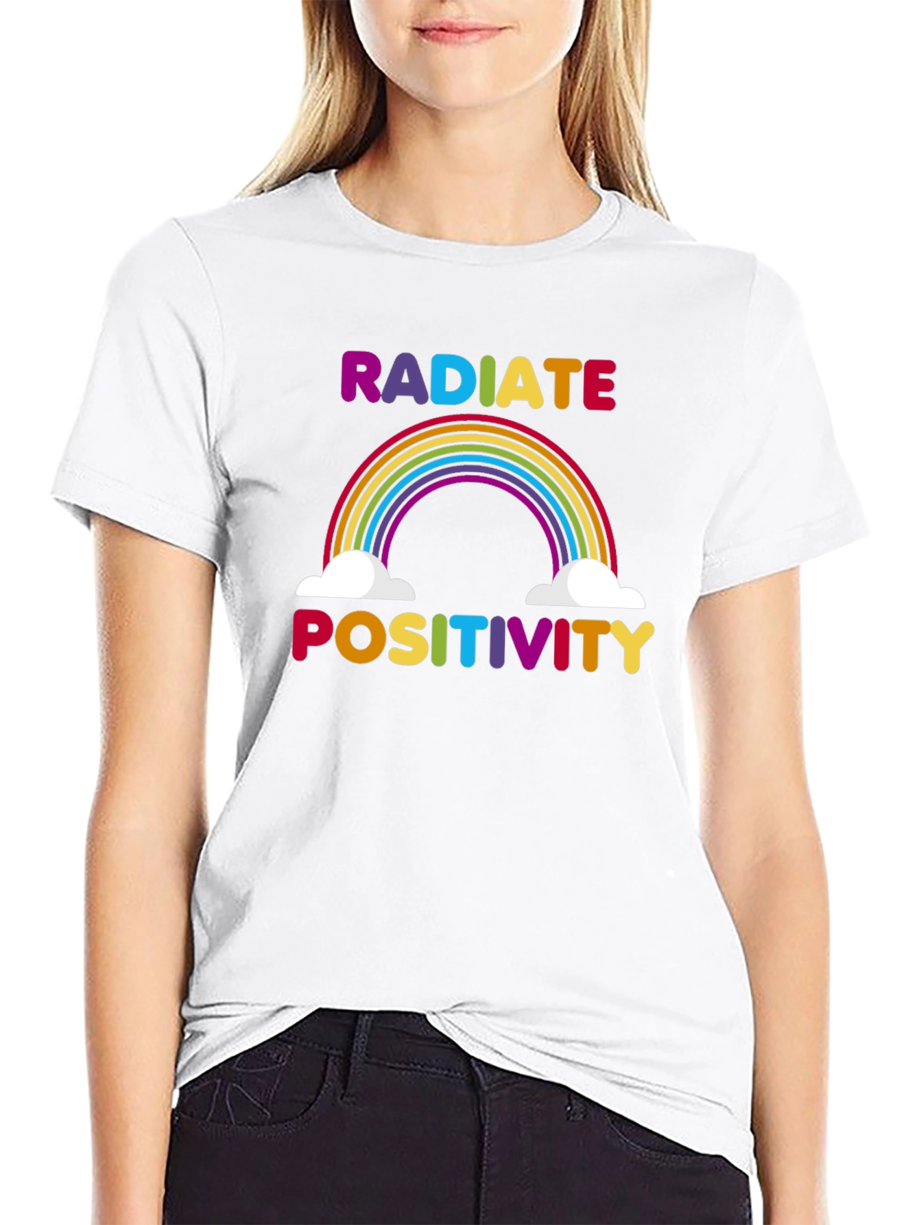 Radiate Positivity Rainbow Graphic T-Shirt