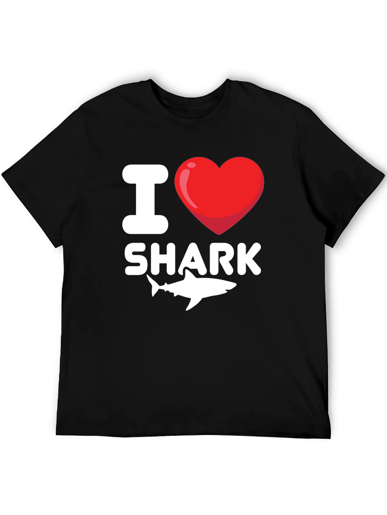 I Heart Shark T-Shirt - Black Cotton Tee