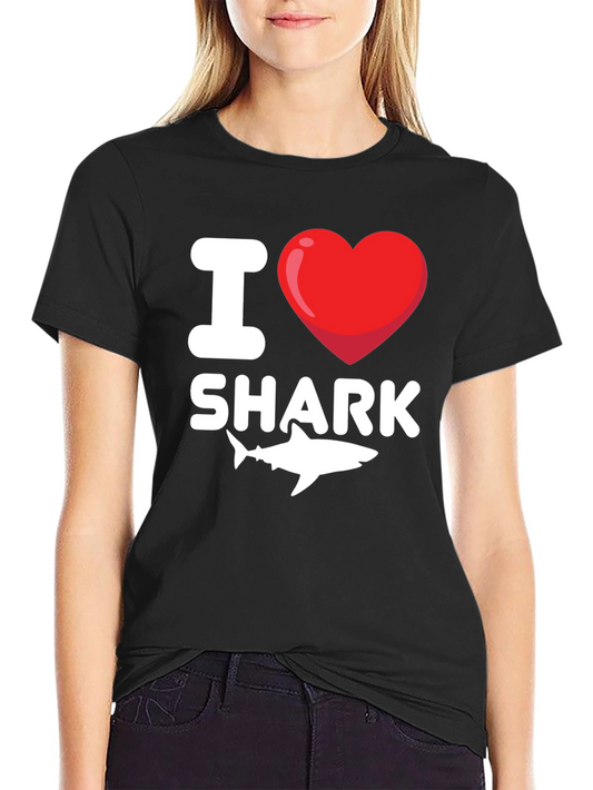 I Heart Shark T-Shirt - Black Cotton Tee