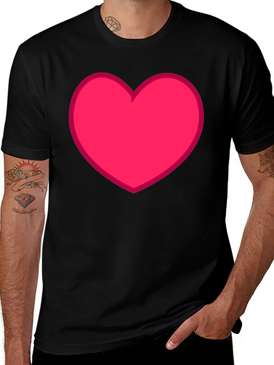 Heart Graphic Tee - Black Casual Cotton T-Shirt