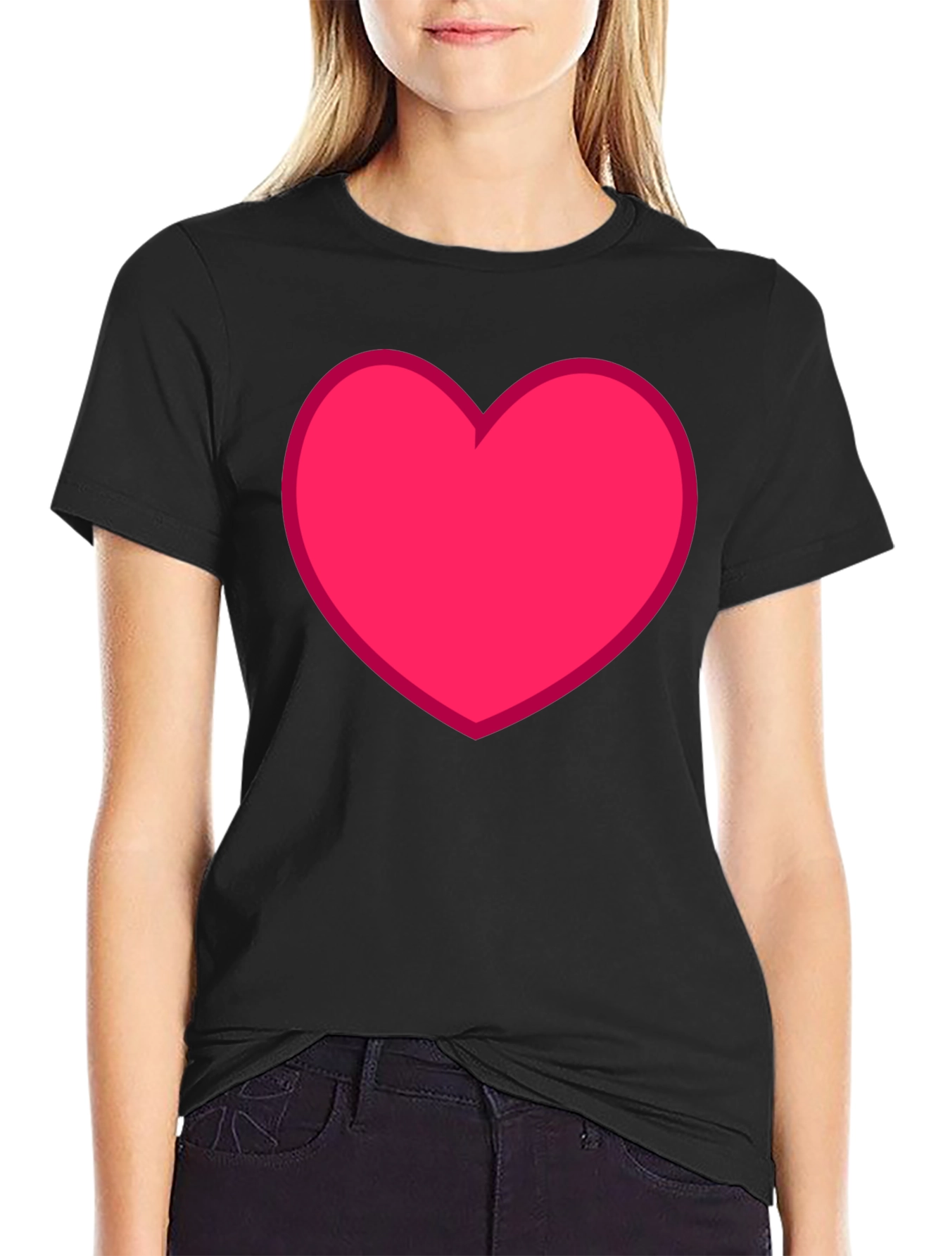 Heart Graphic Tee - Black Casual Cotton T-Shirt