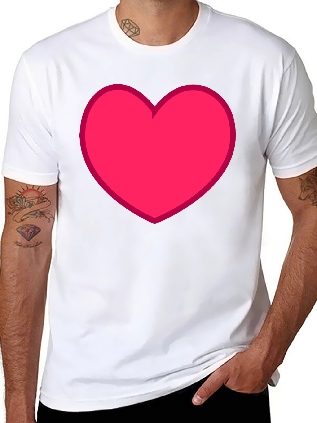Heart Graphic Tee - Black Casual Cotton T-Shirt