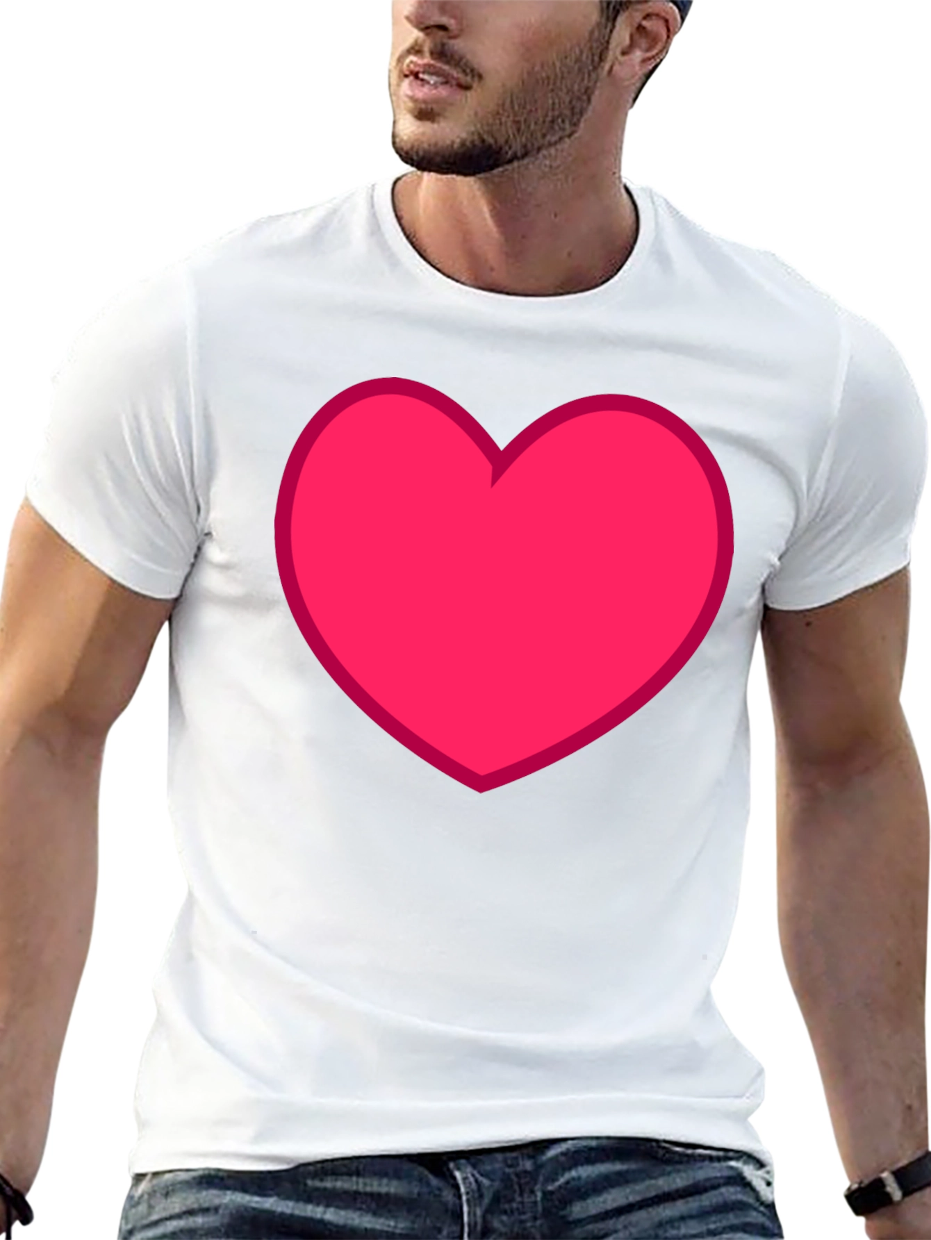 Heart Graphic Tee - Black Casual Cotton T-Shirt
