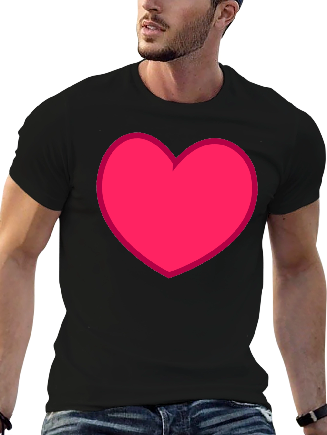 Heart Graphic Tee - Black Casual Cotton T-Shirt