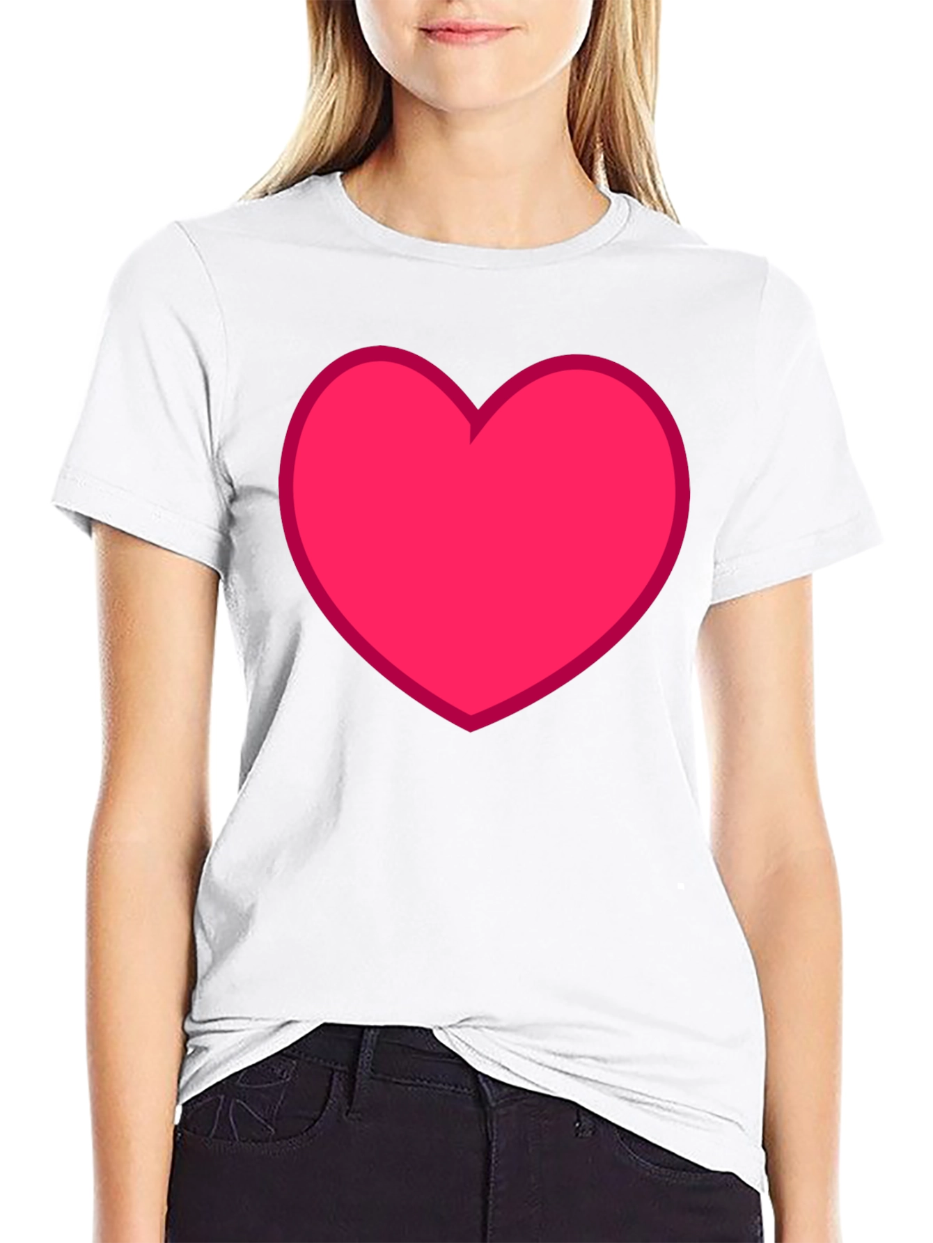 Heart Graphic Tee - Black Casual Cotton T-Shirt
