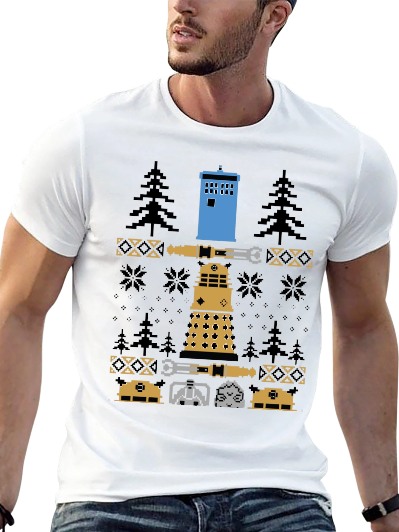 Doctor Who Pixel Pattern Crew Neck T-Shirt