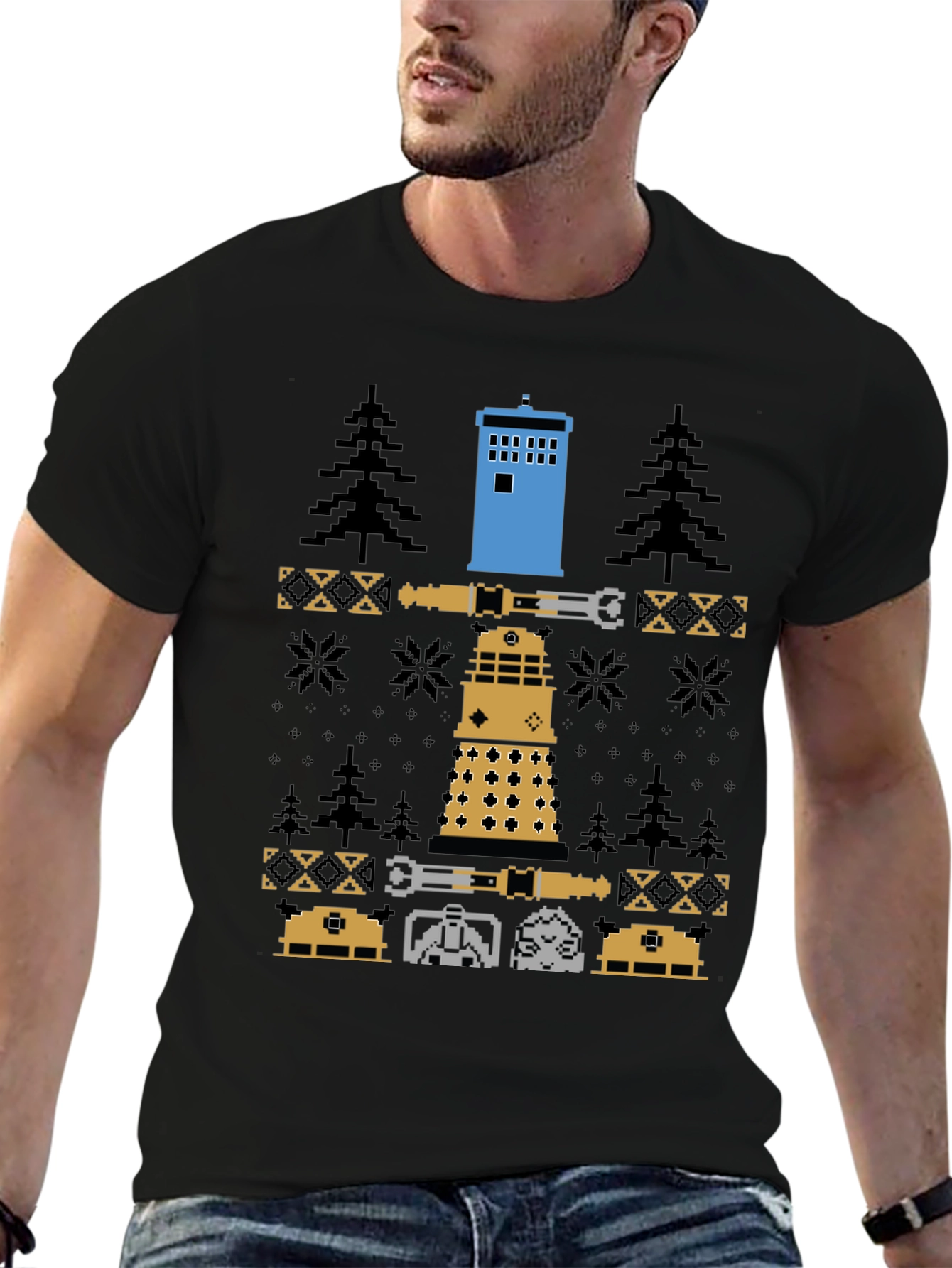 Doctor Who Pixel Pattern Crew Neck T-Shirt