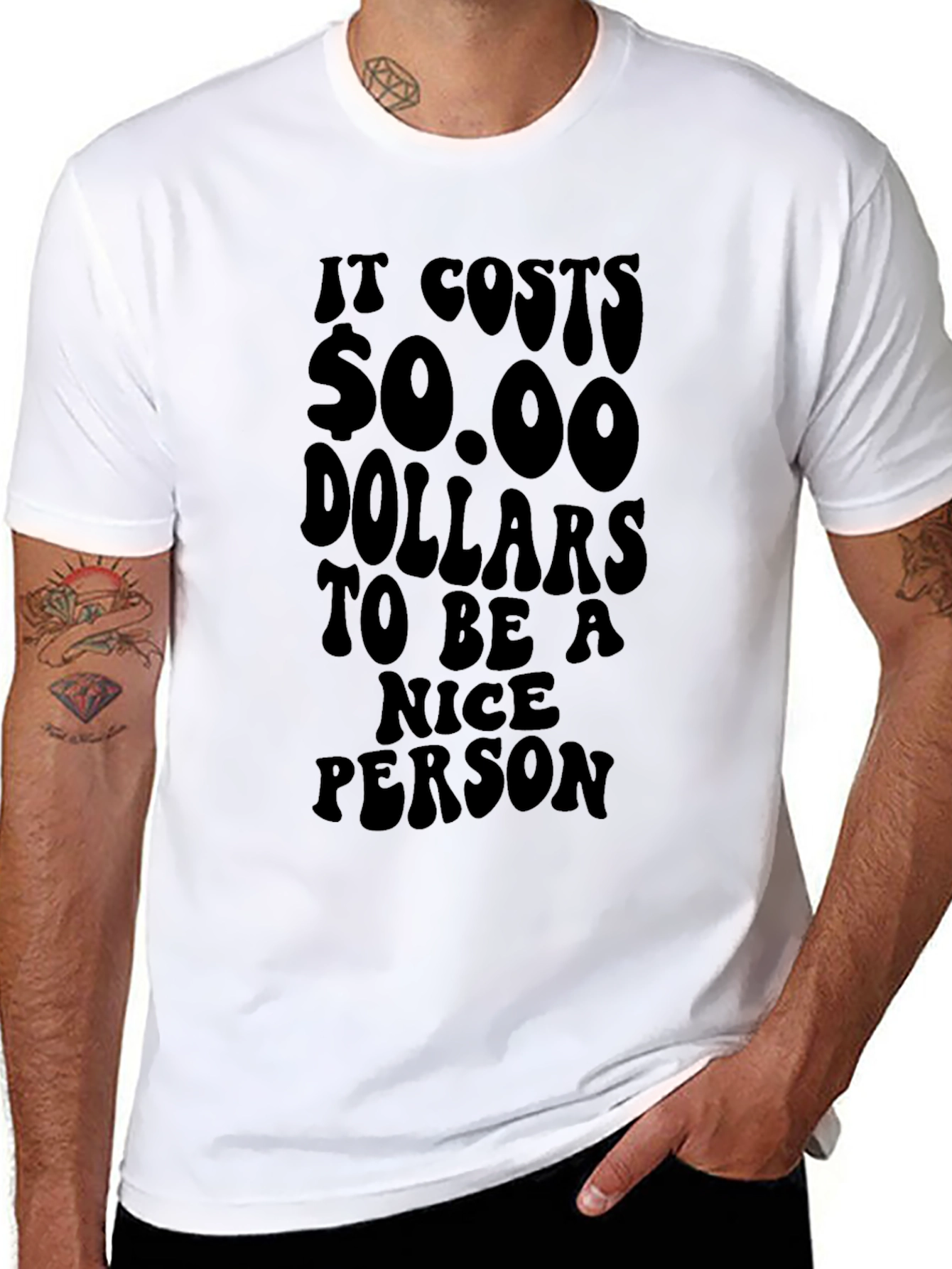 Funny It Costs $0.00 to be Nice Black T-Shirt