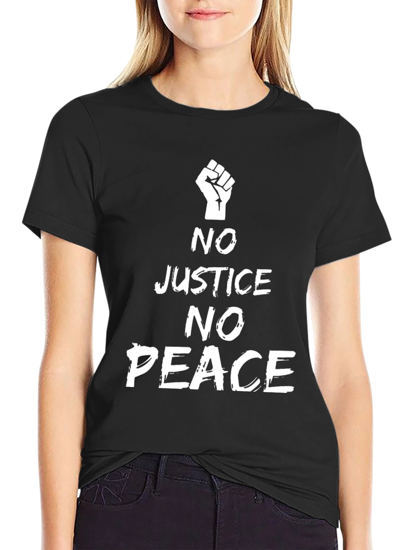 No Justice No Peace T-Shirt BLM Fist Protest