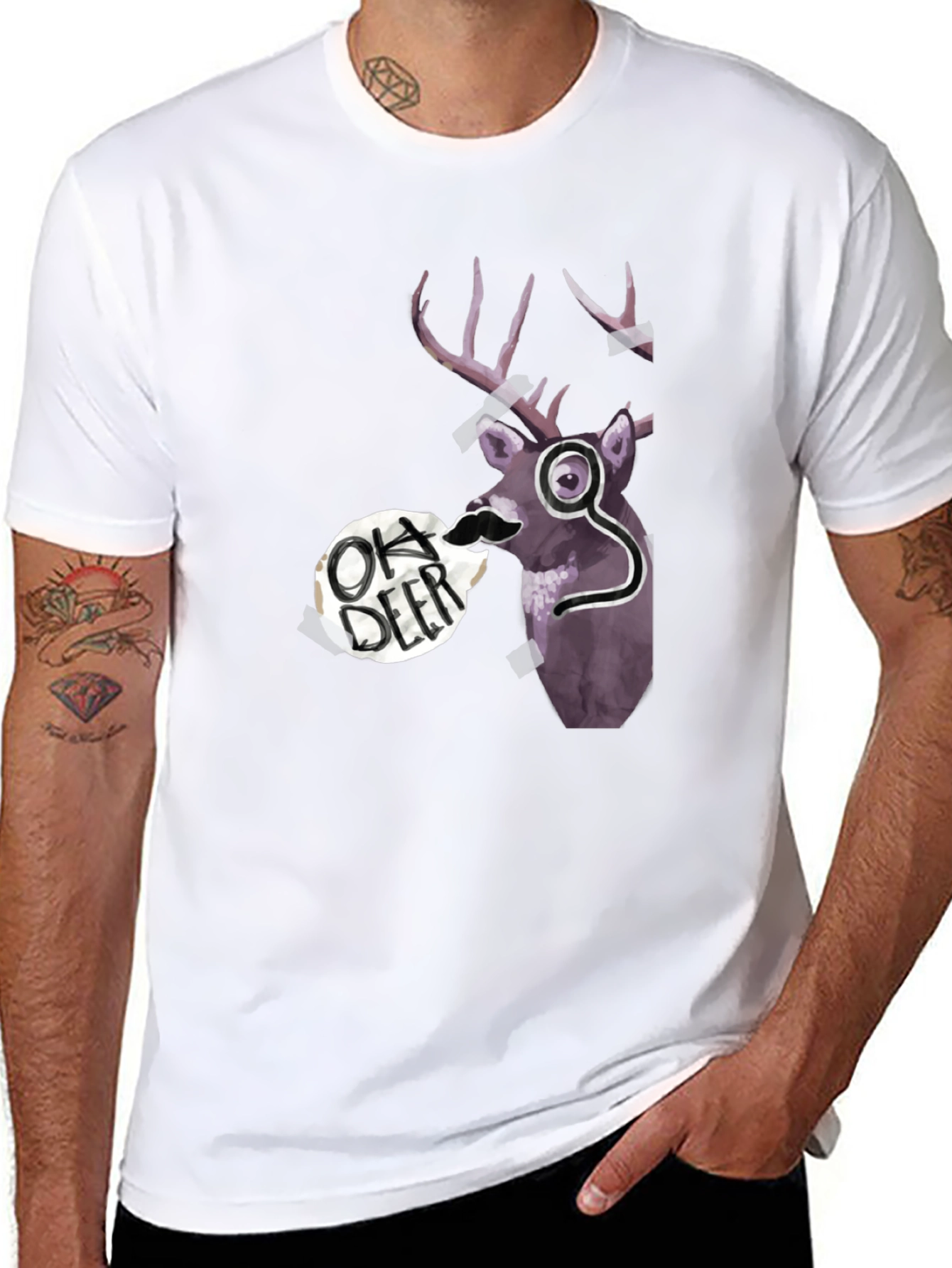 Oh Deer Graphic Print T-Shirt Black