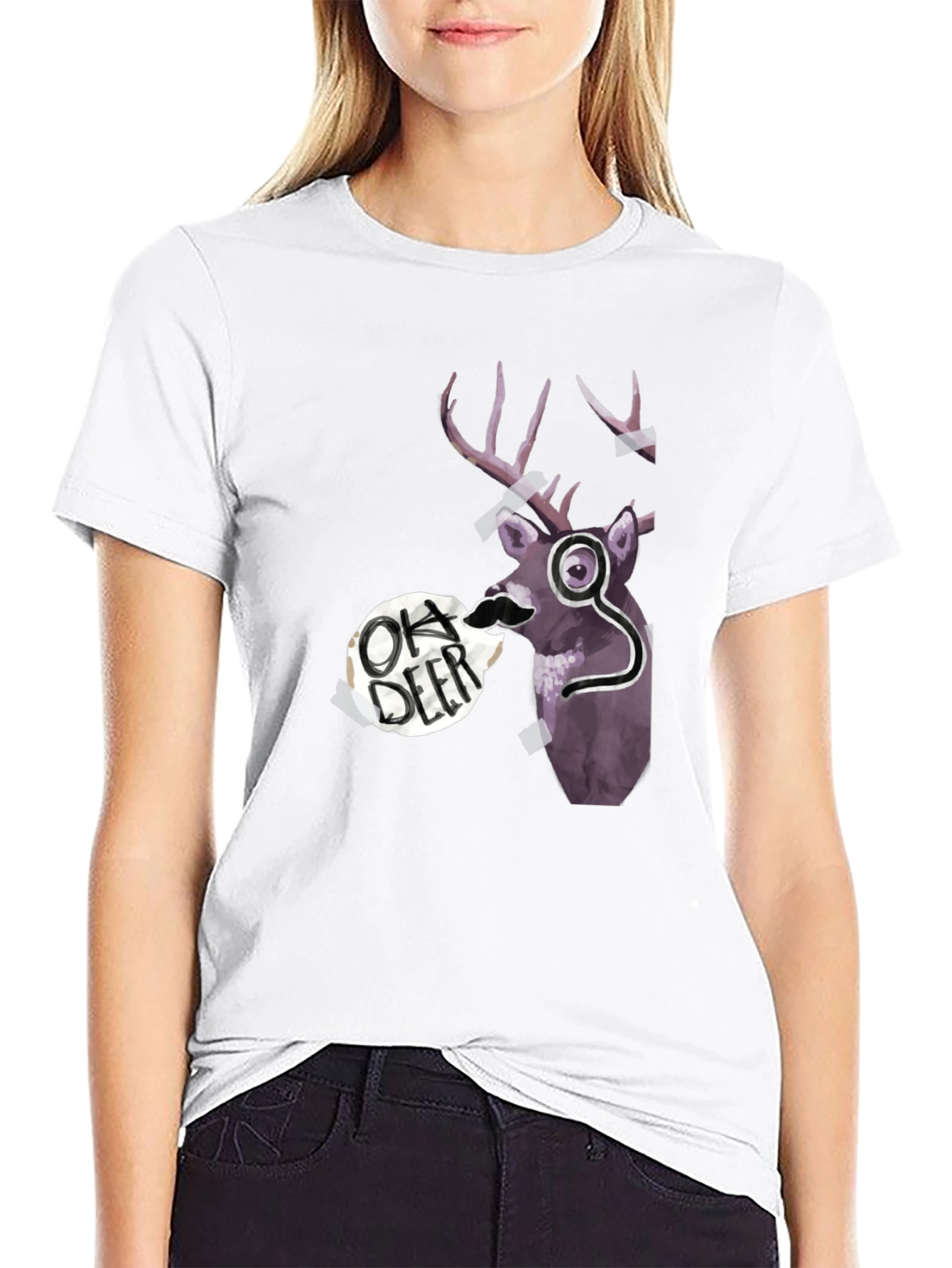 Oh Deer Graphic Print T-Shirt Black