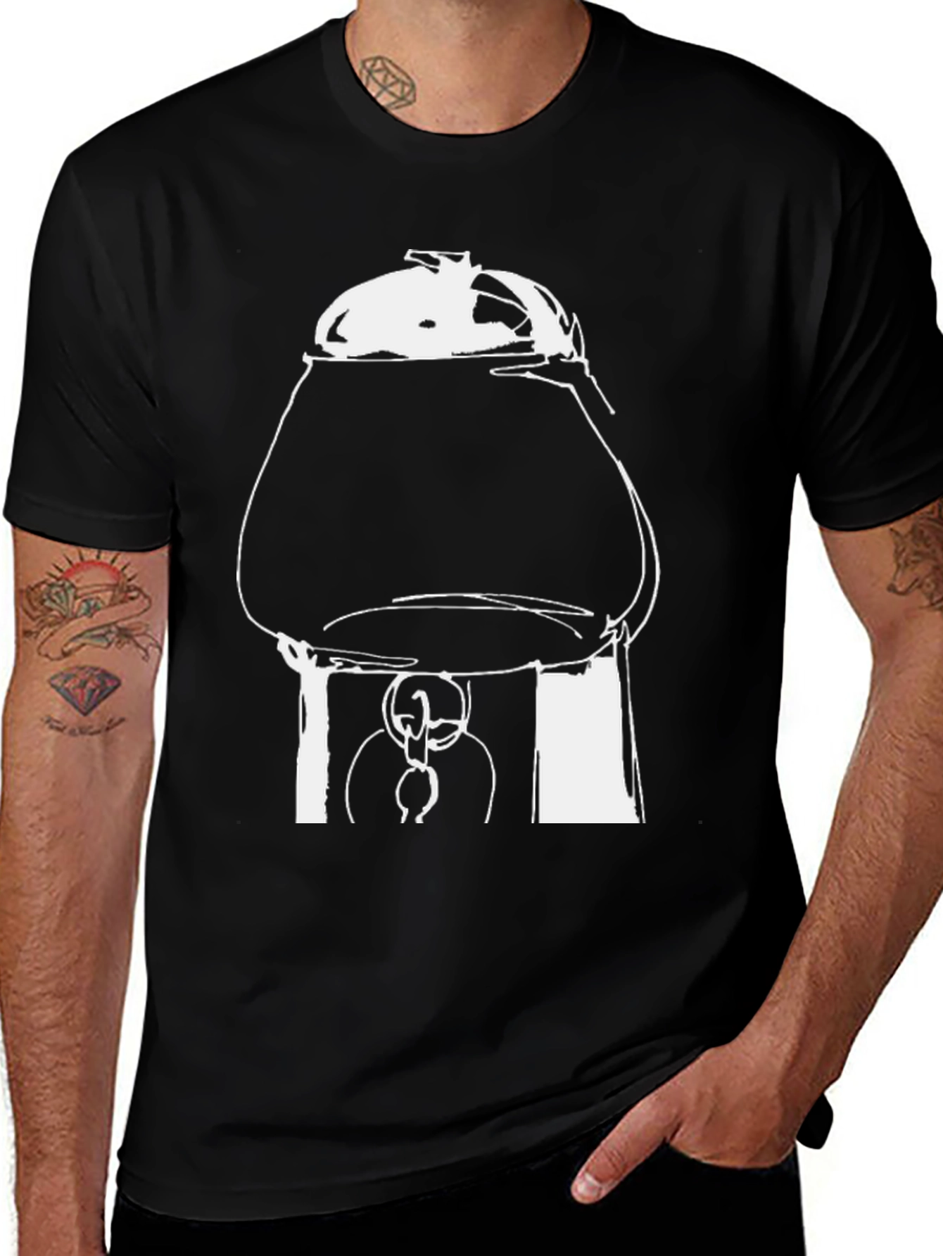 Unique Graphic Tee: Coffee Pot Illustration